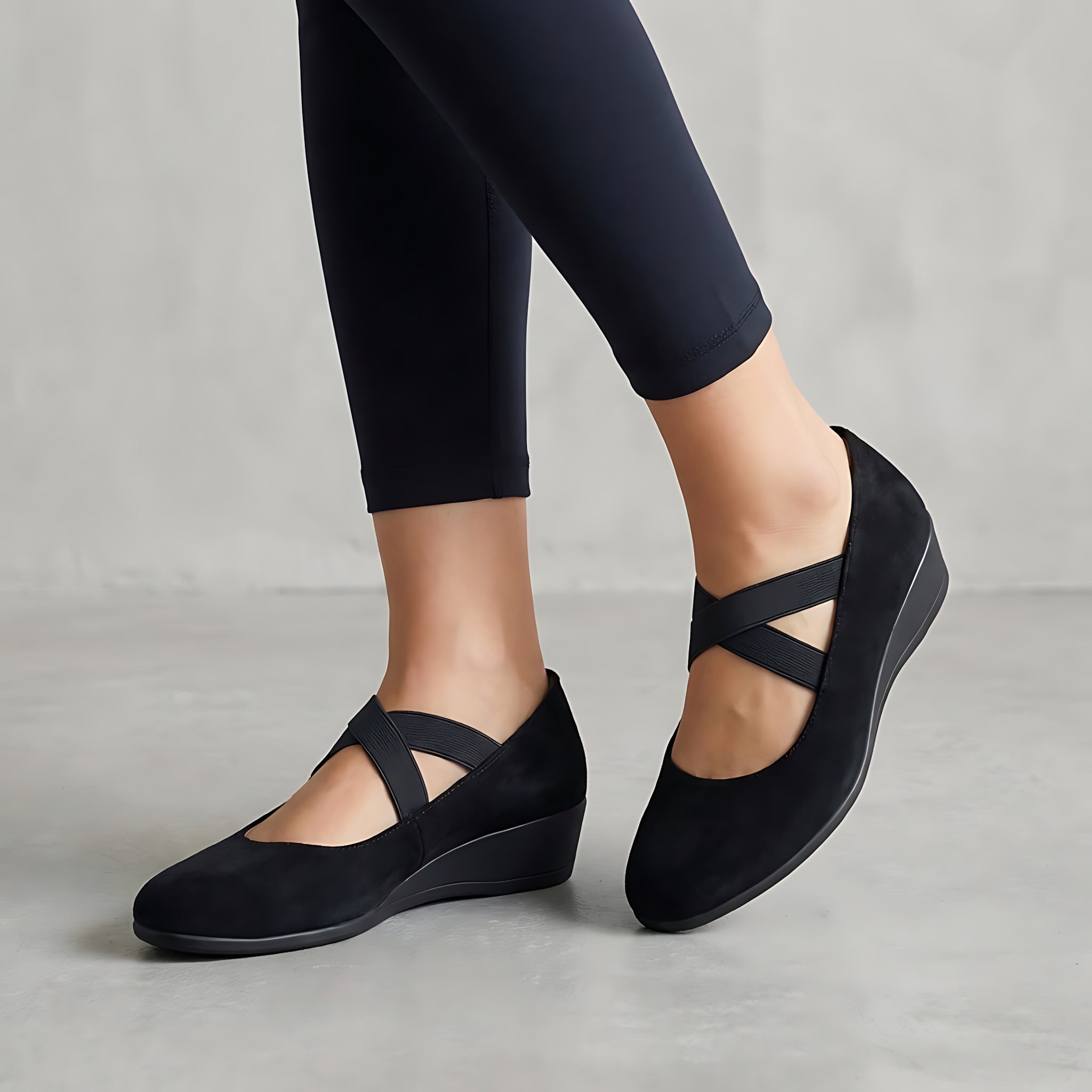 Helena – Criss Cross Strap Wedge Flats