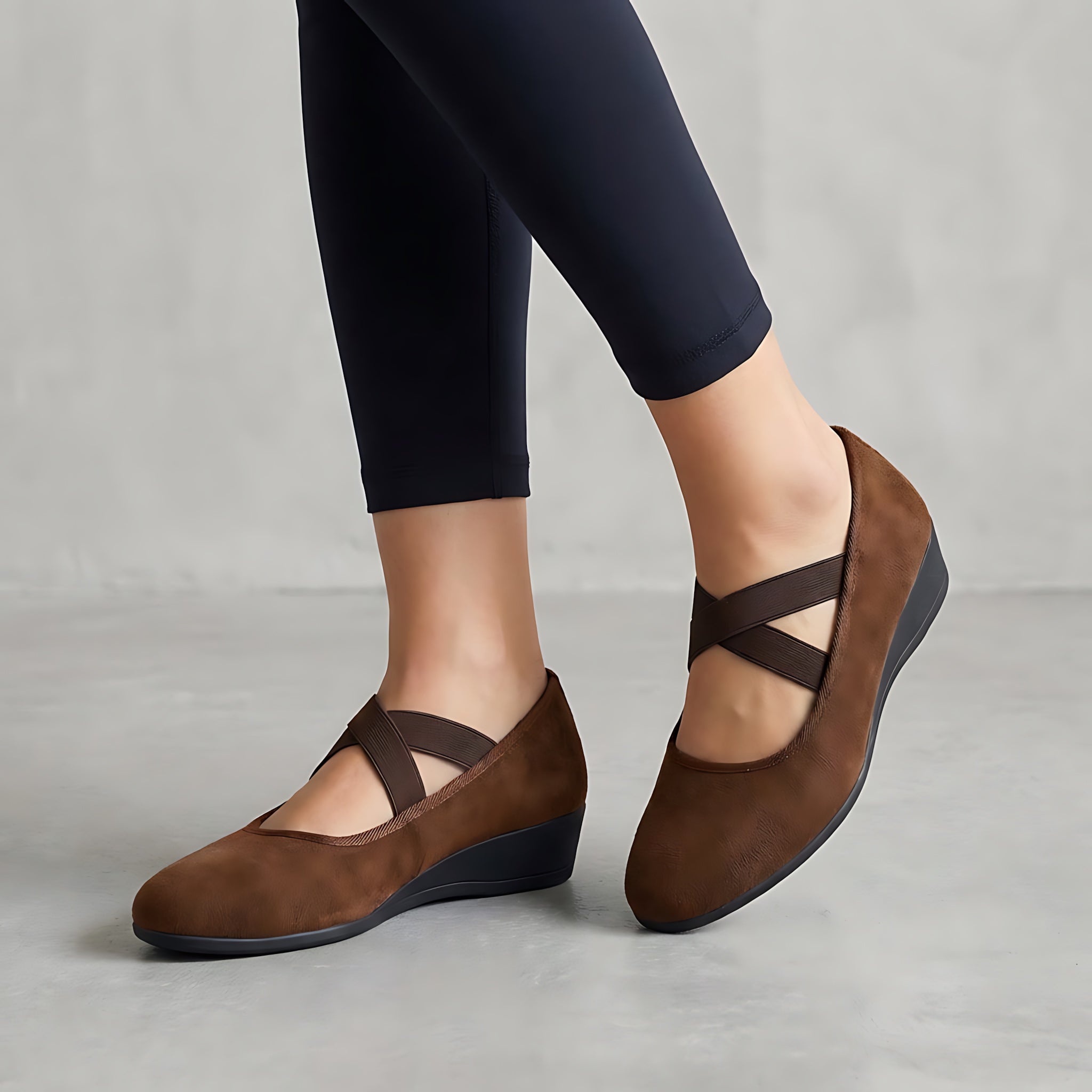 Helena – Criss Cross Strap Wedge Flats