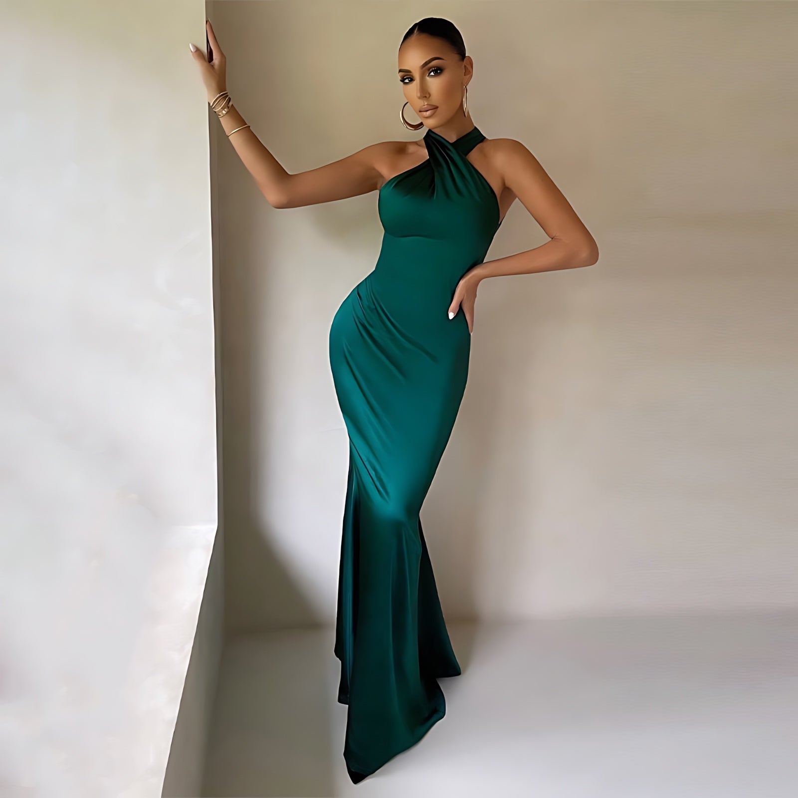 Helena – Halter Mermaid Evening Maxi Dress