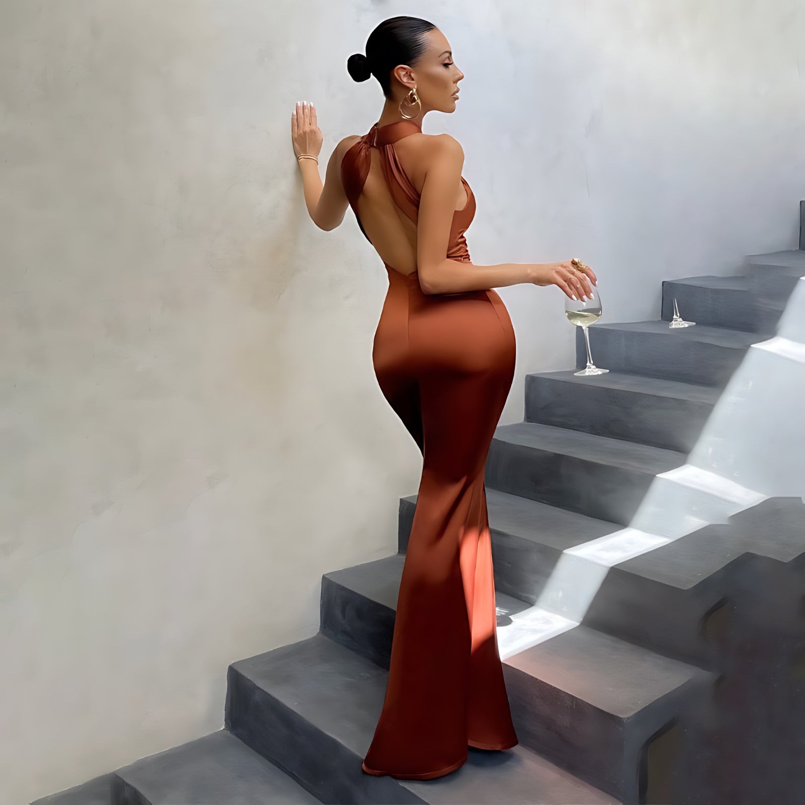 Helena – Halter Mermaid Evening Maxi Dress