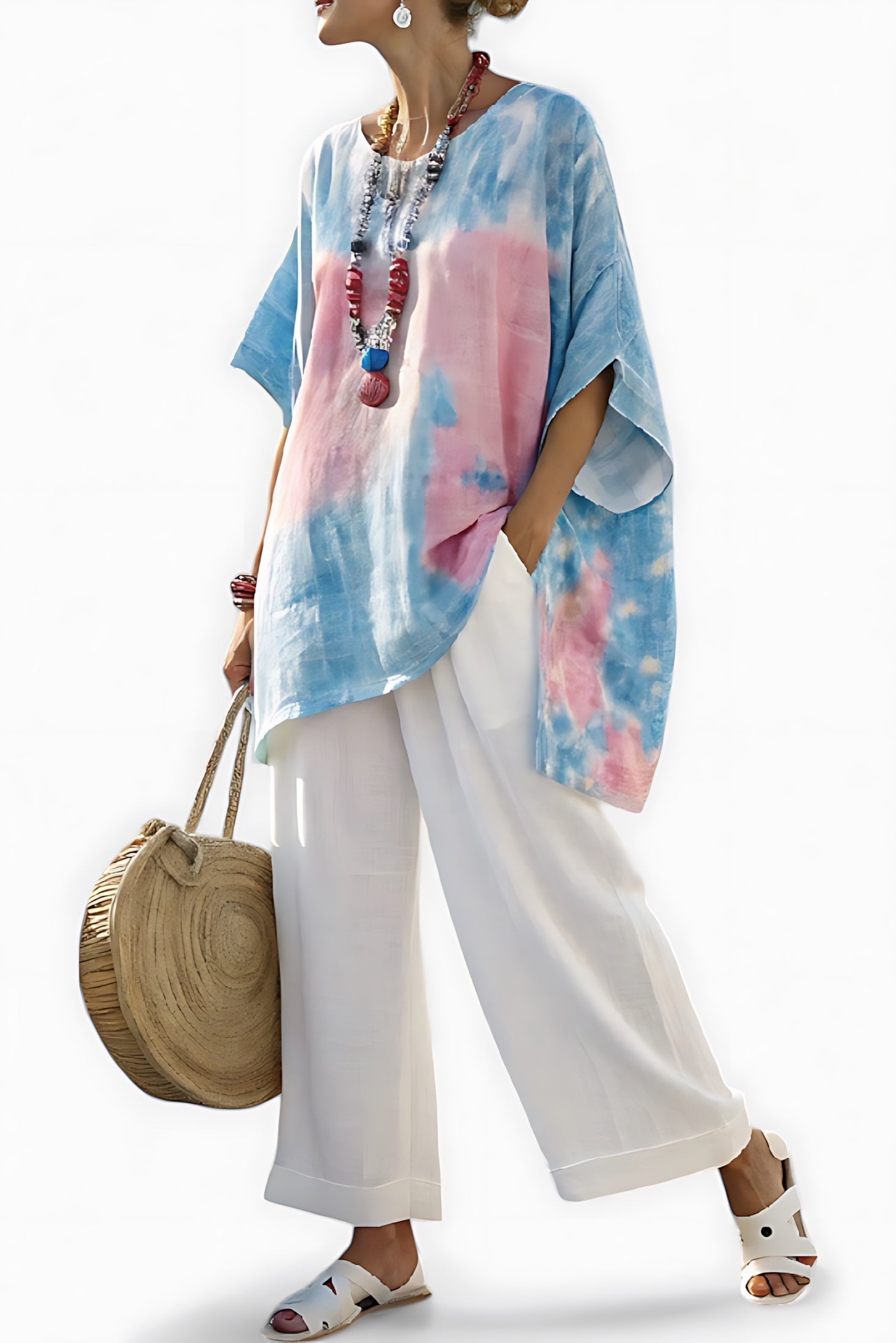Helena – Tie Dye Oversized Top and Wide Leg Pants Set