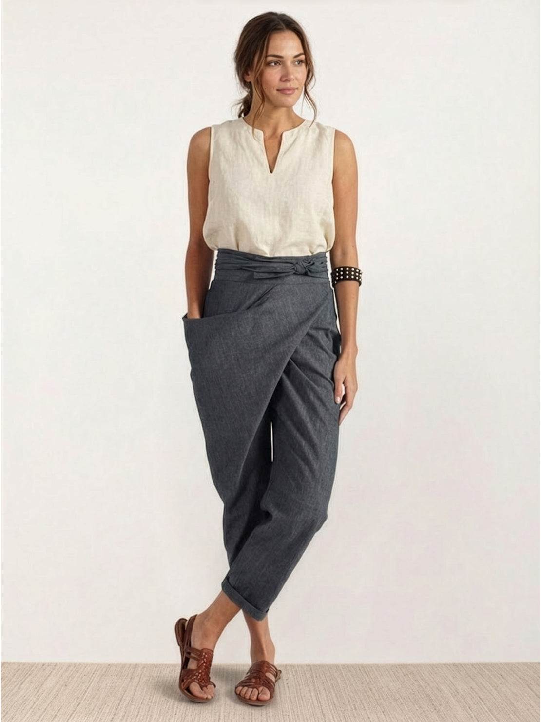 Savannah – Wrap Front Cropped Tapered Pants