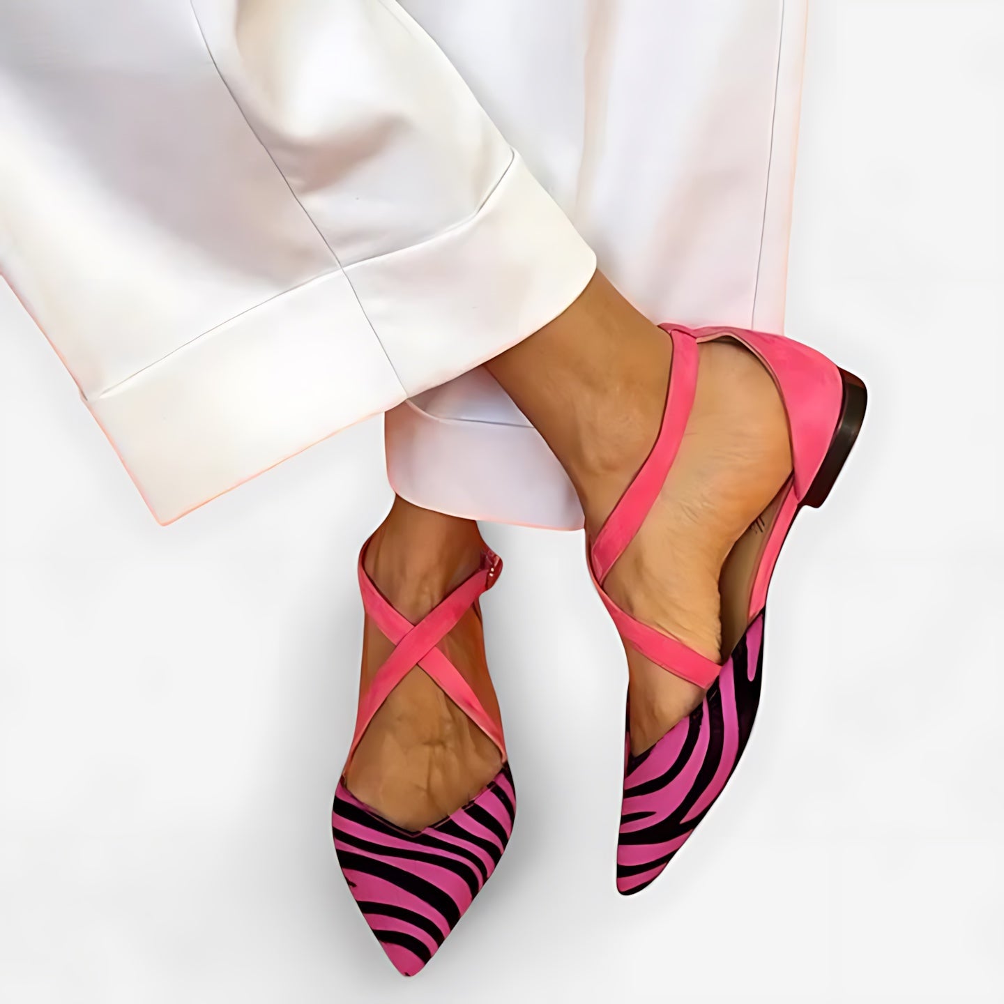 Hope – Zebra Print Pointed Toe Slingback Flats