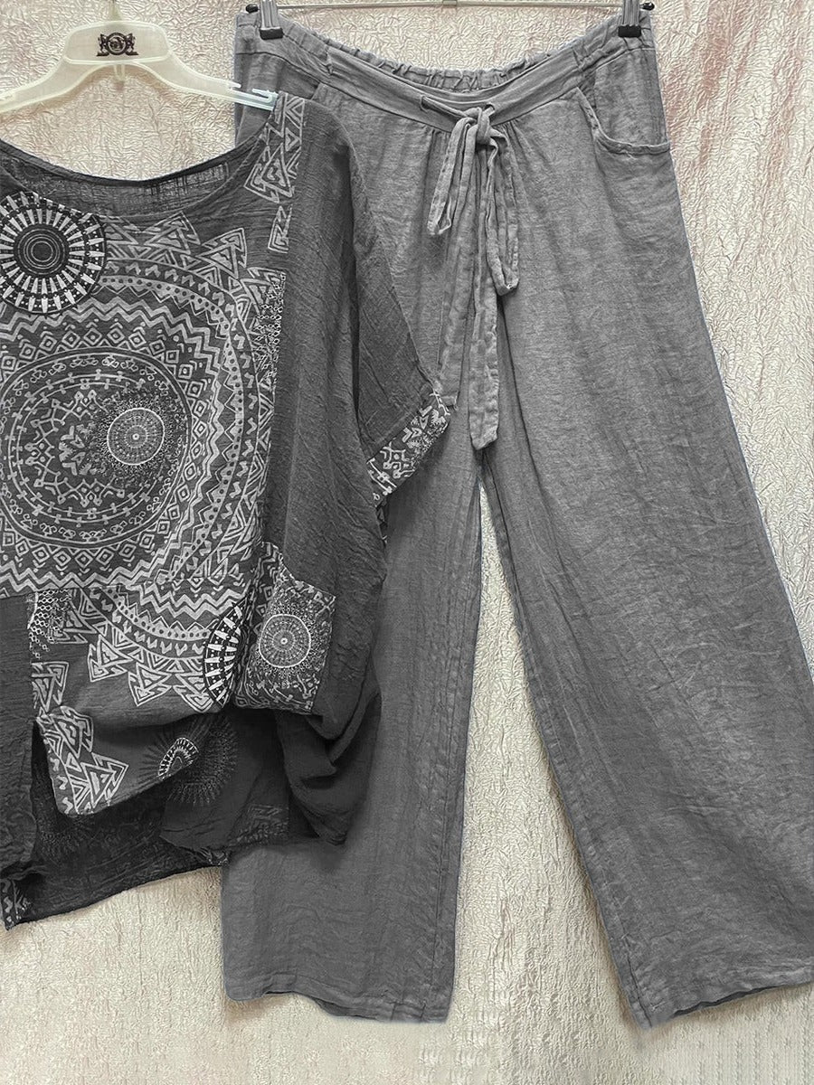 Claire – Paisley Print Top and Wide Leg Pants Co-ord