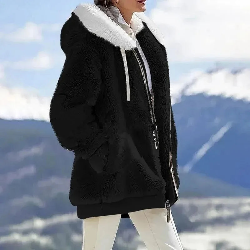 Nadia – Plaid Sherpa Fleece Jacket