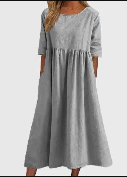 Claire – Crew Neck Empire Waist Midi Dress