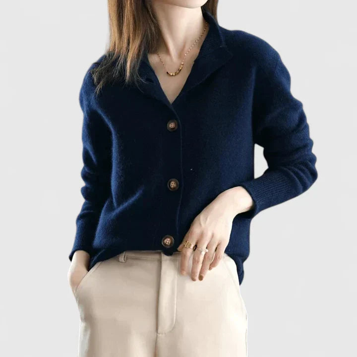 Naomi – Fitted V Neck Button Up Cardigan