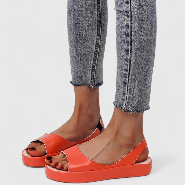 Eloise – Cross Strap Low Wedge Slide Sandals