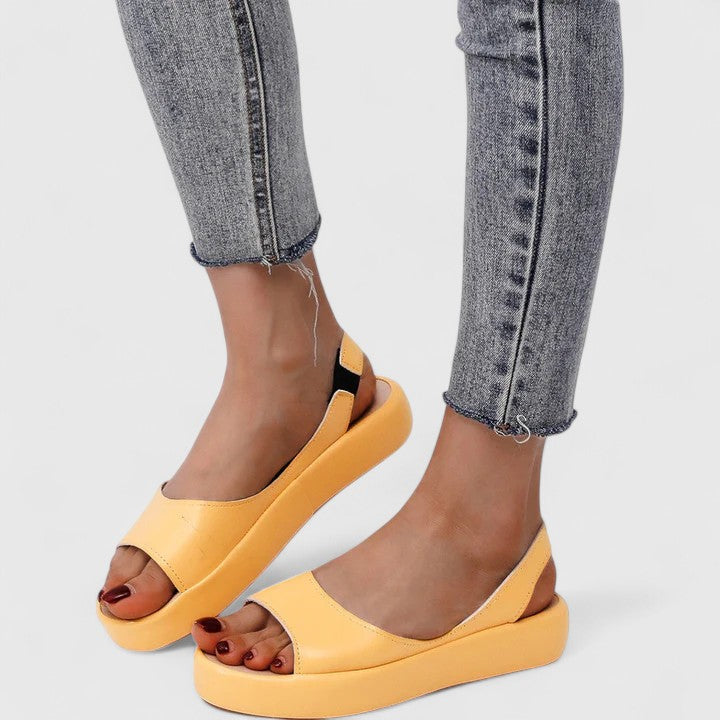 Eloise – Cross Strap Low Wedge Slide Sandals