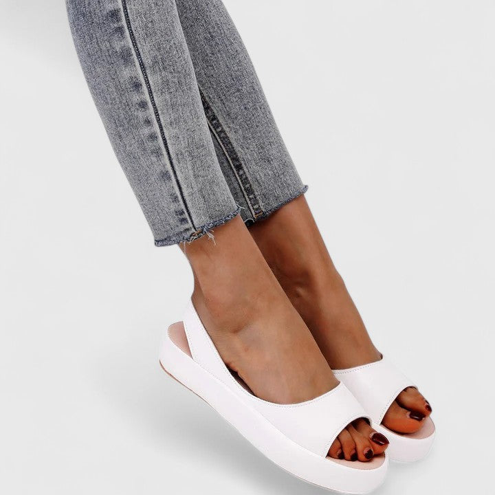 Eloise – Cross Strap Low Wedge Slide Sandals
