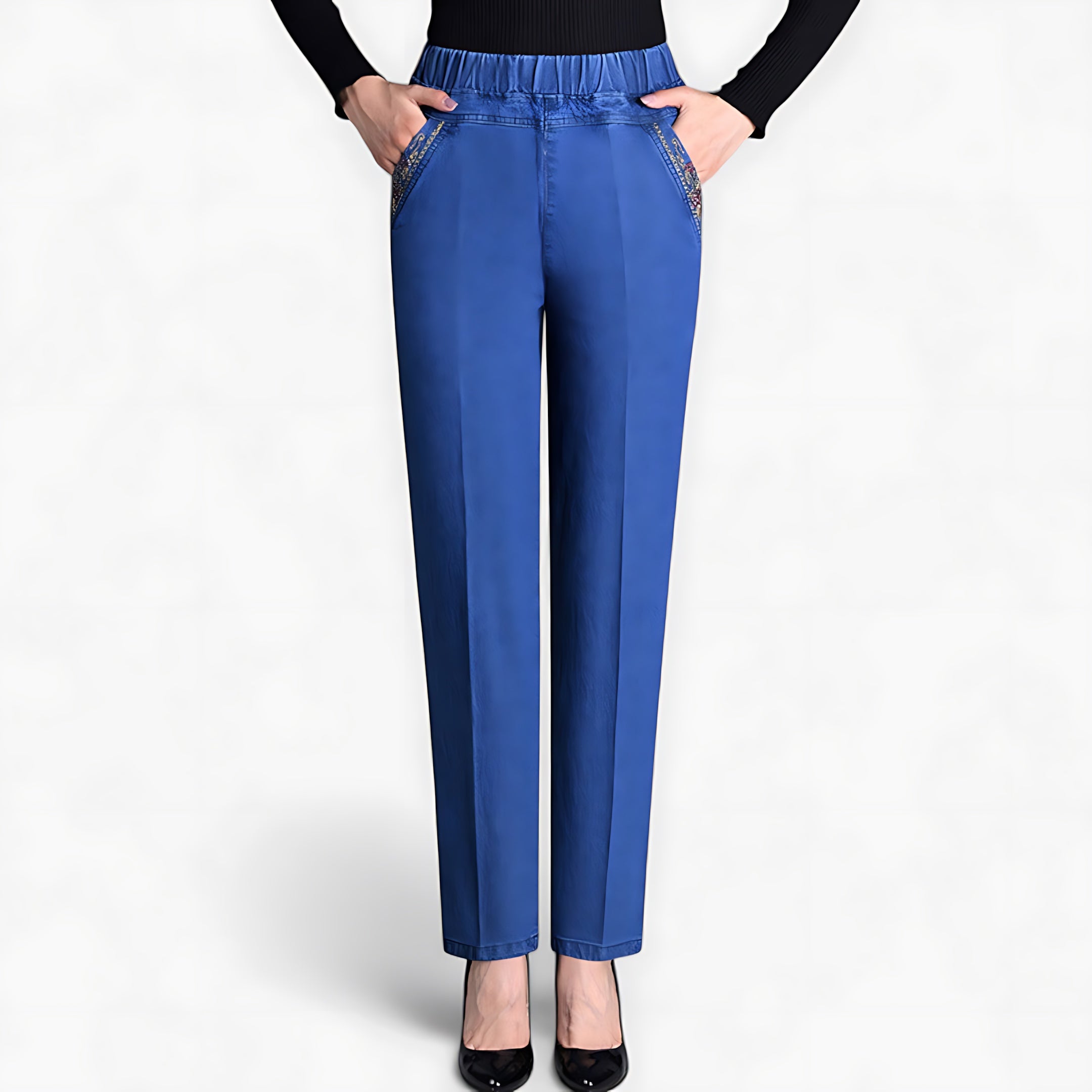 Imogen – Elastic Waist Slim Straight Leg Pants