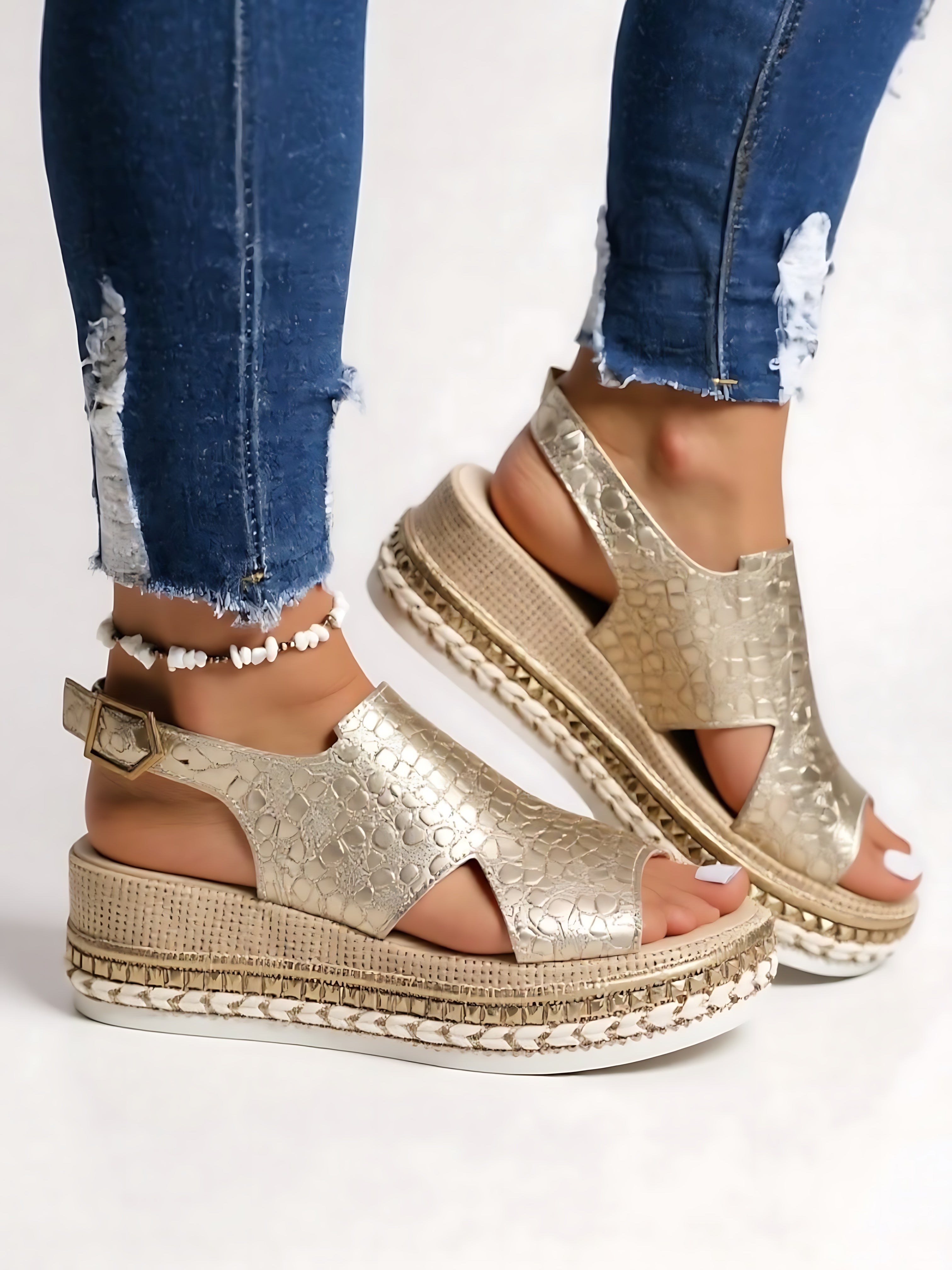 Iris – Crisscross Espadrille Platform Wedge Sandals