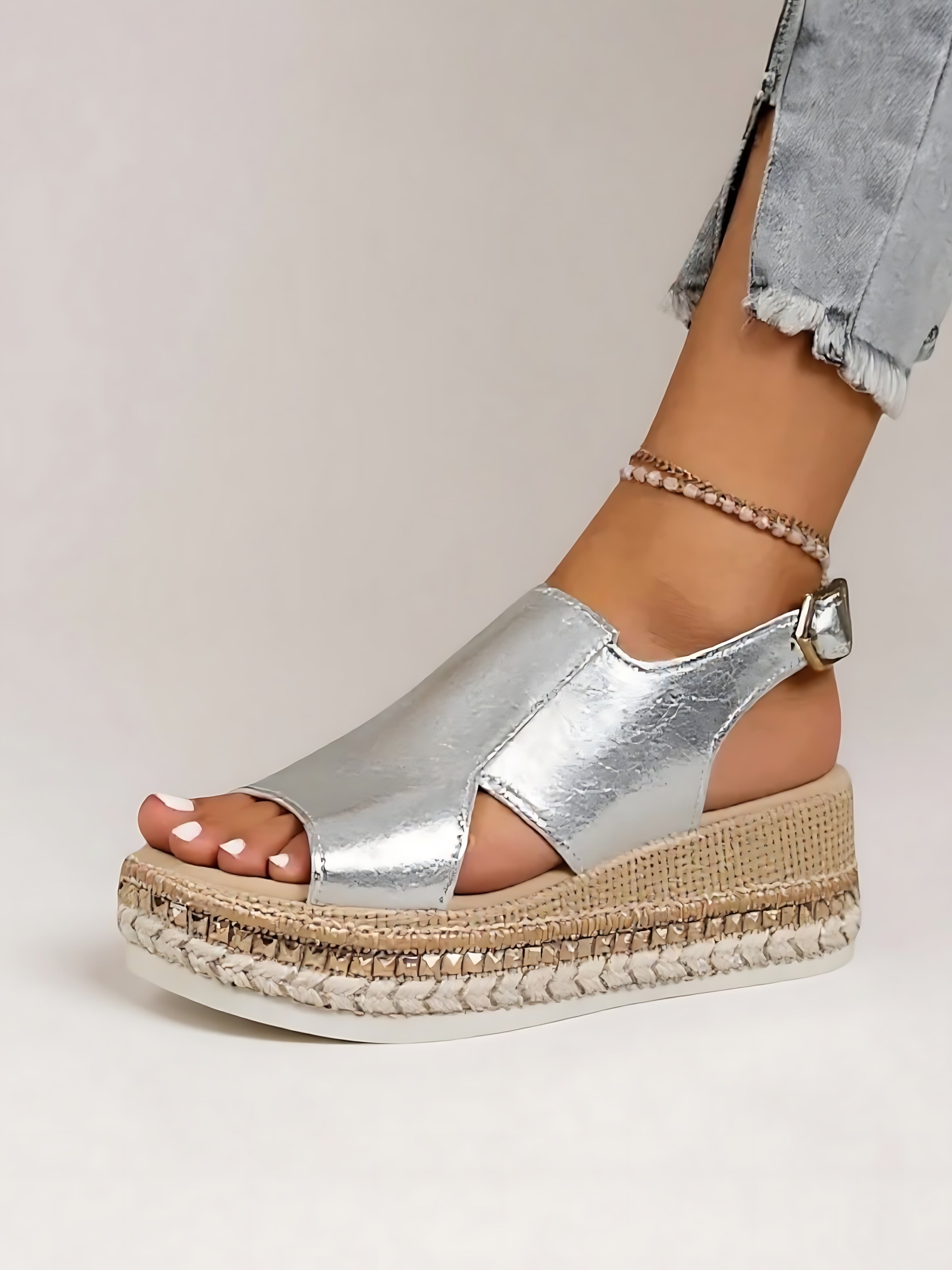Iris – Crisscross Espadrille Platform Wedge Sandals