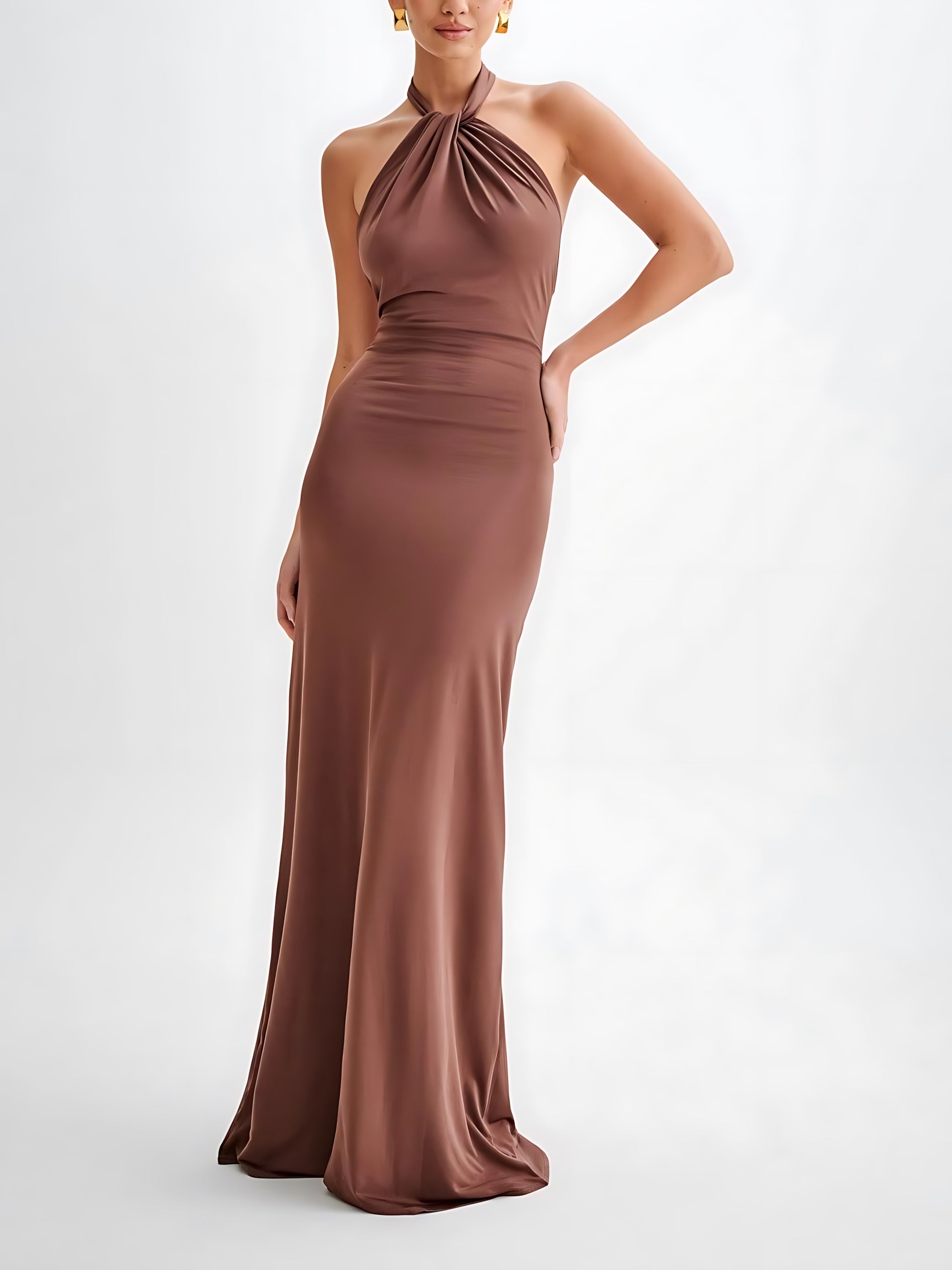 Iris – Halter Neck Bodycon Evening Maxi Dress