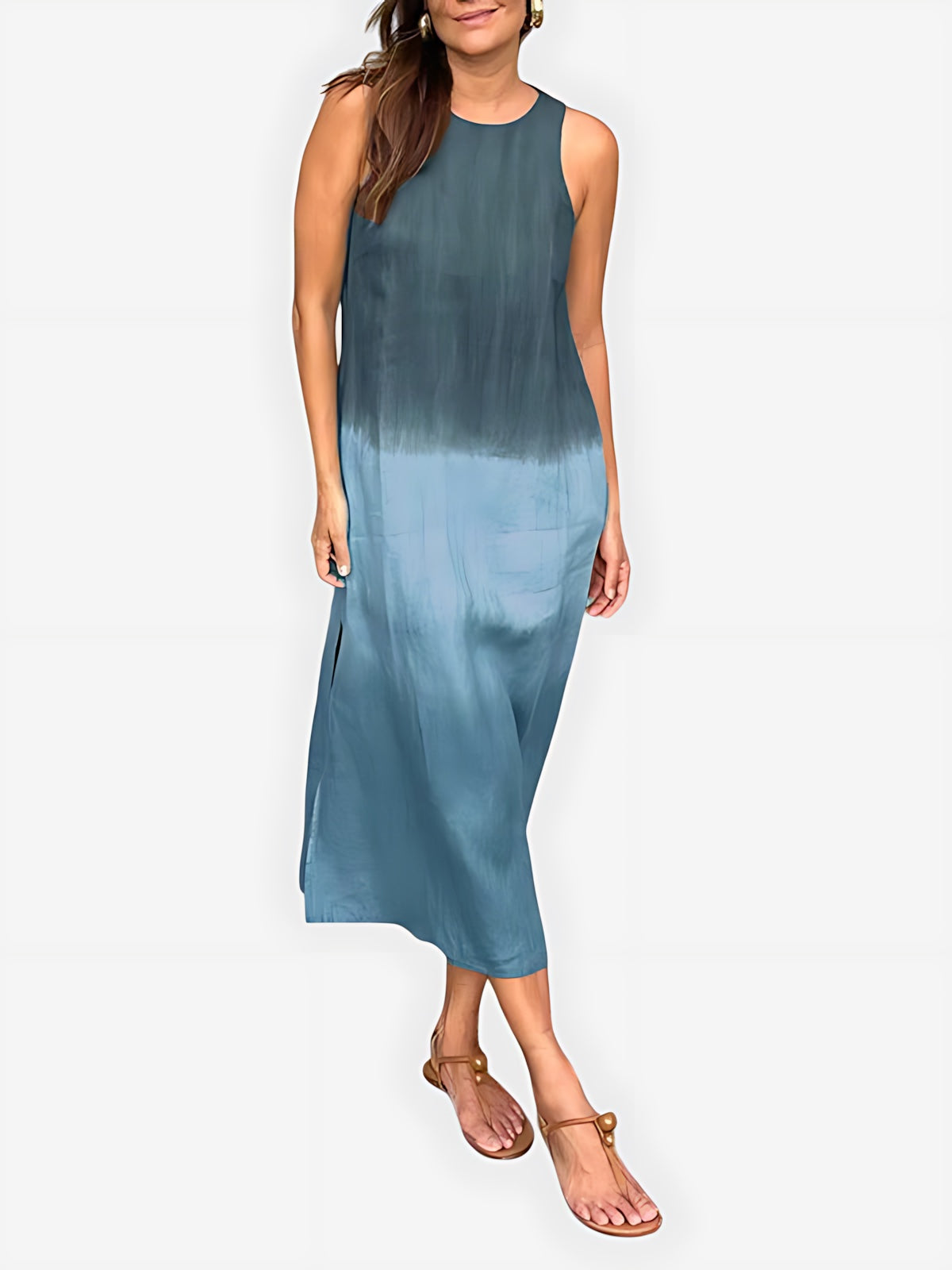 Iris – Satin Ombre Evening Midi Dress