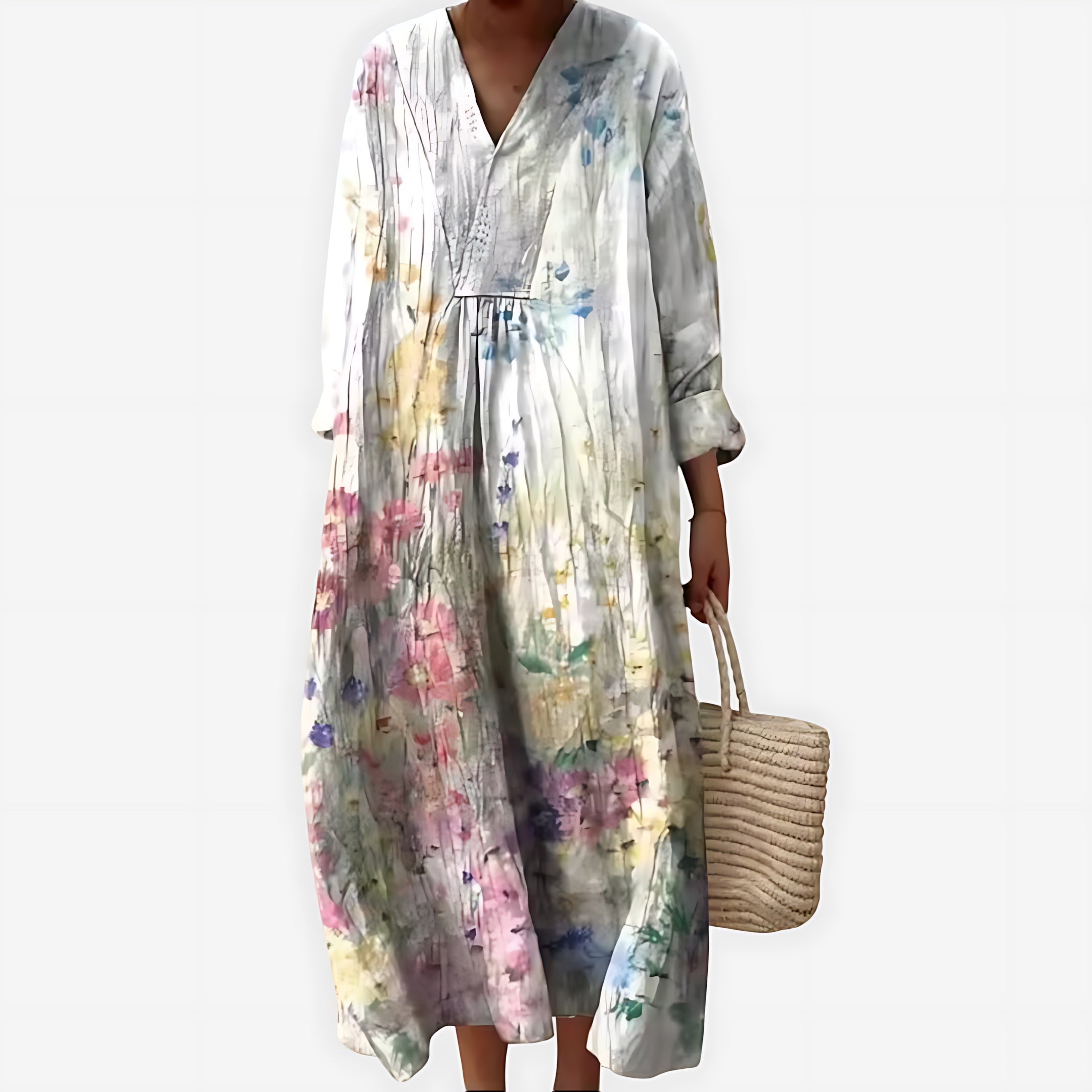 Iris – Striped Colorblock Collared Midi Dress