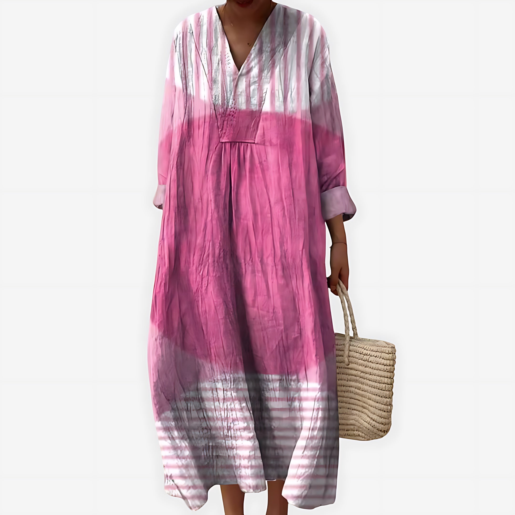 Iris – Striped Colorblock Collared Midi Dress