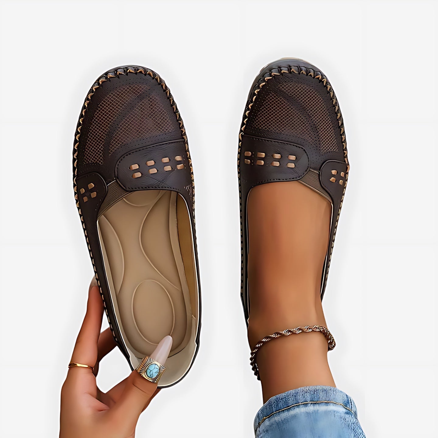 Isabella – Studded Slip On Round Toe Flats