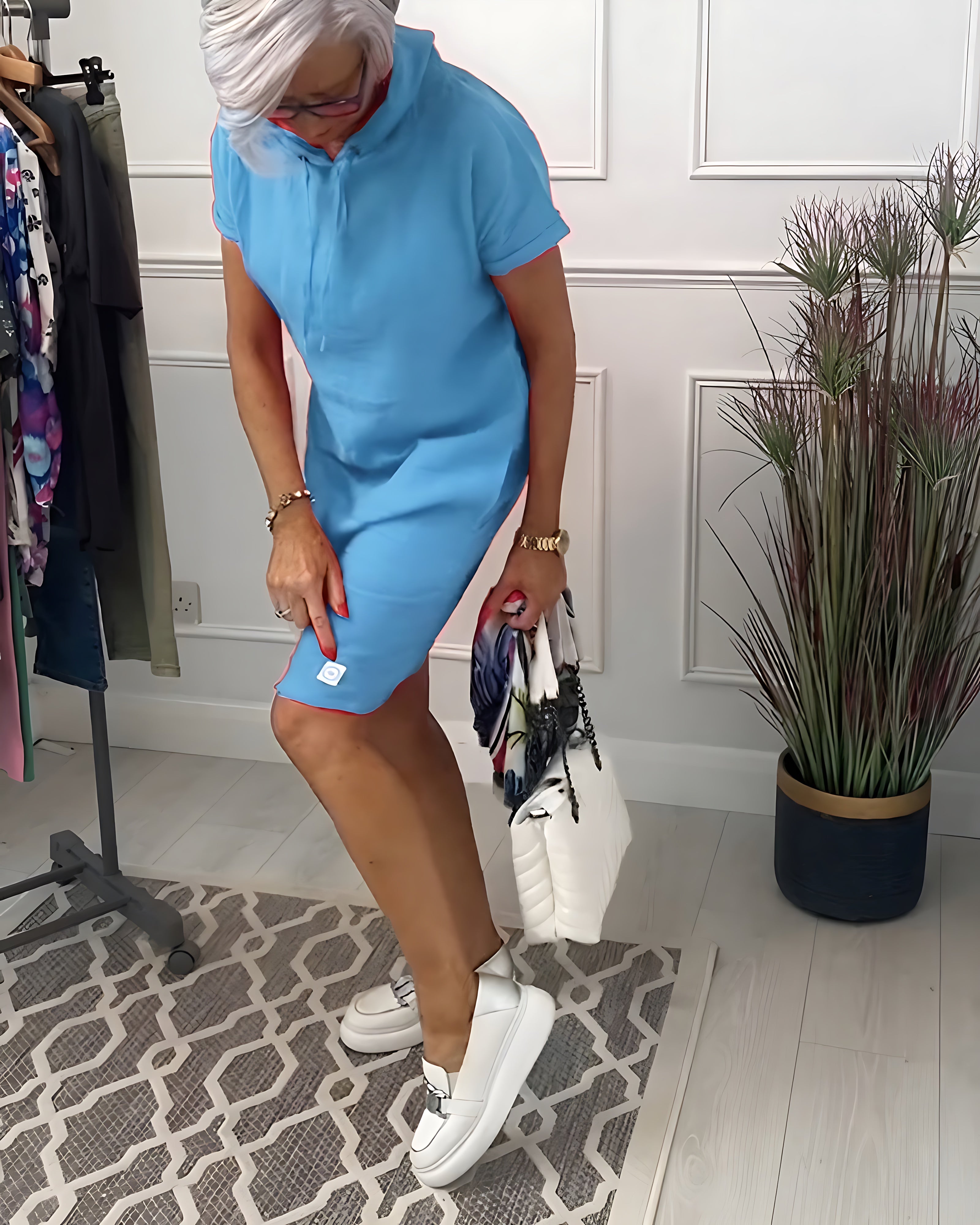 Isabelle – Ribbed Short Sleeve Hoodie Dress