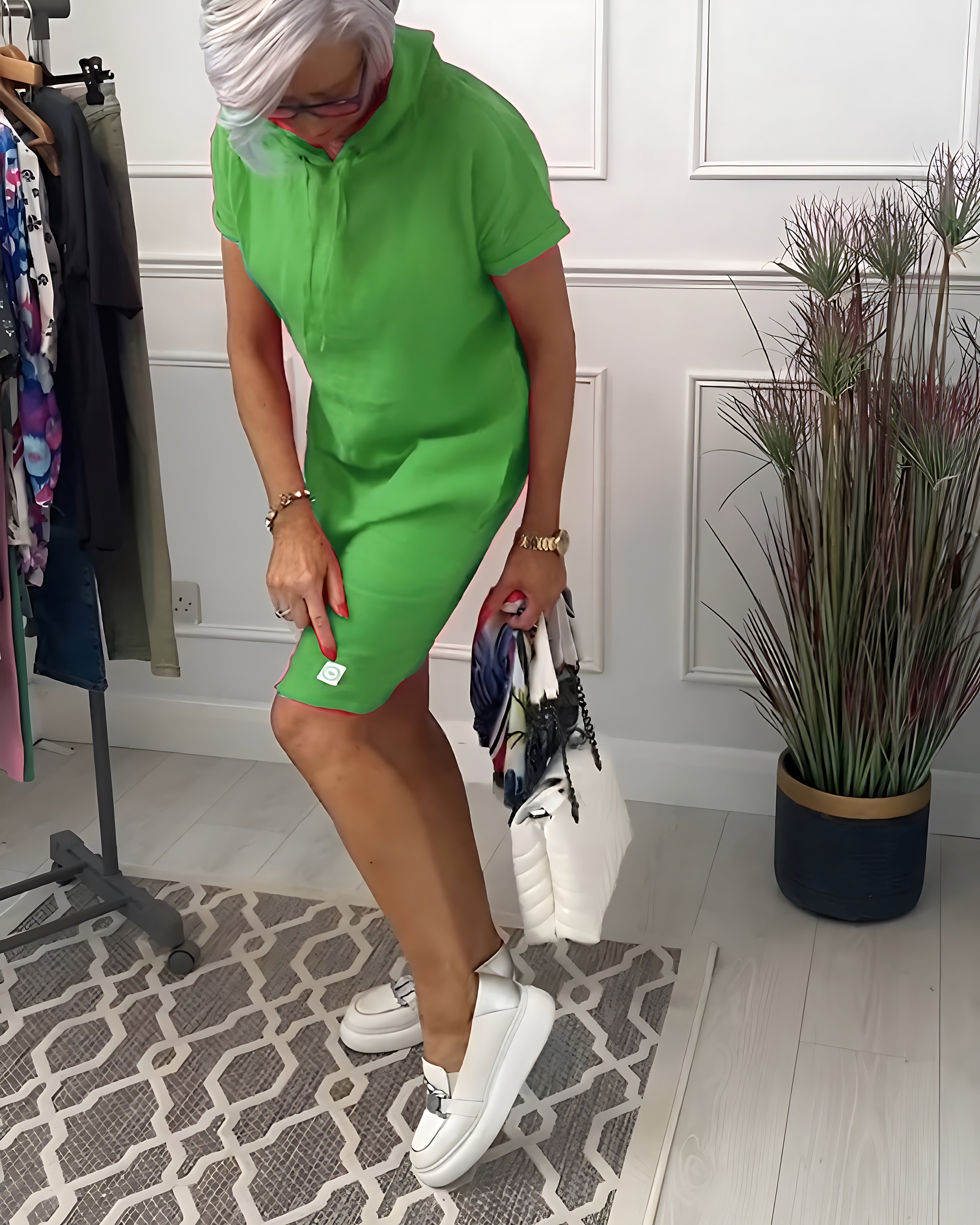 Isabelle – Ribbed Short Sleeve Hoodie Dress