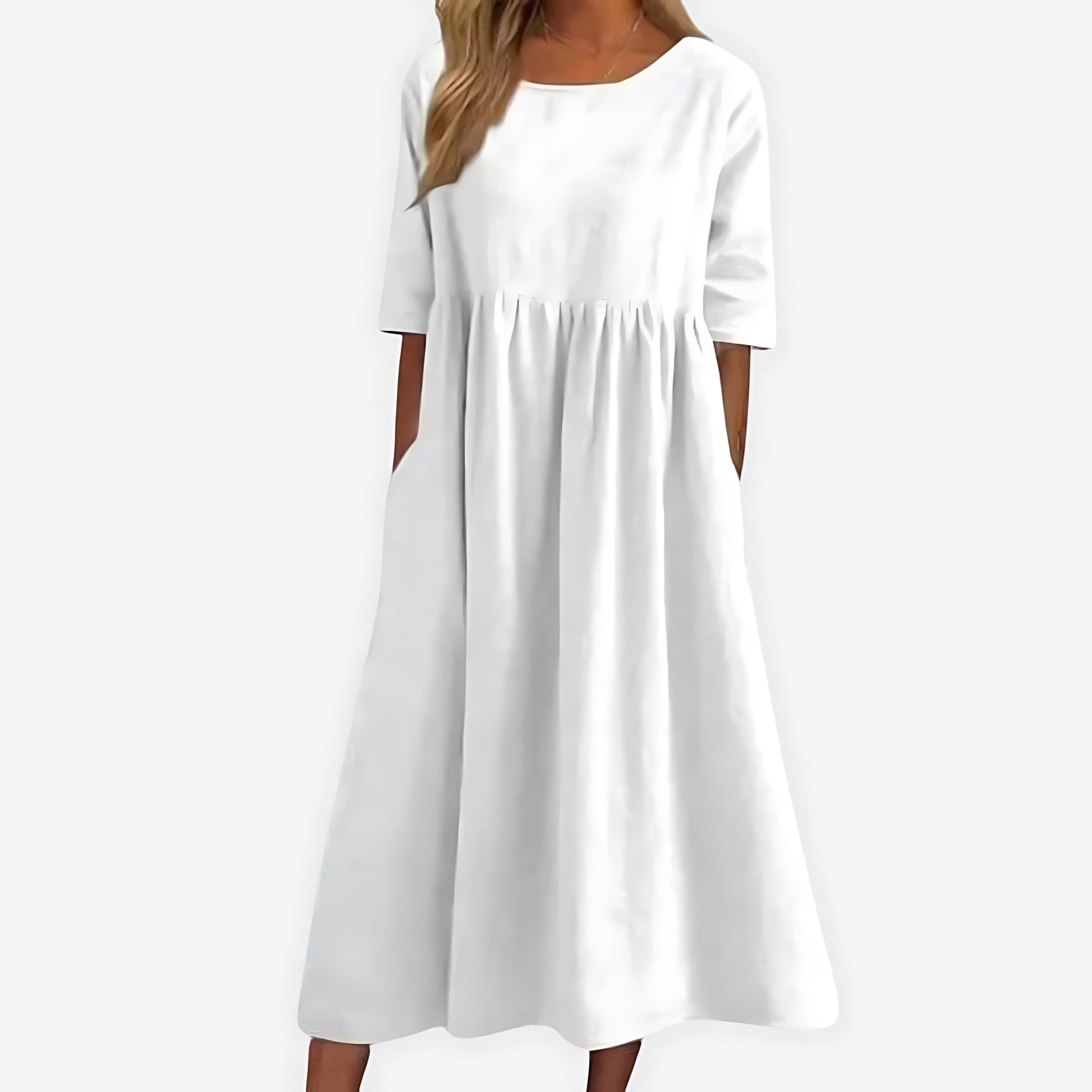 Isla – Short Sleeve Babydoll Summer Midi Dress