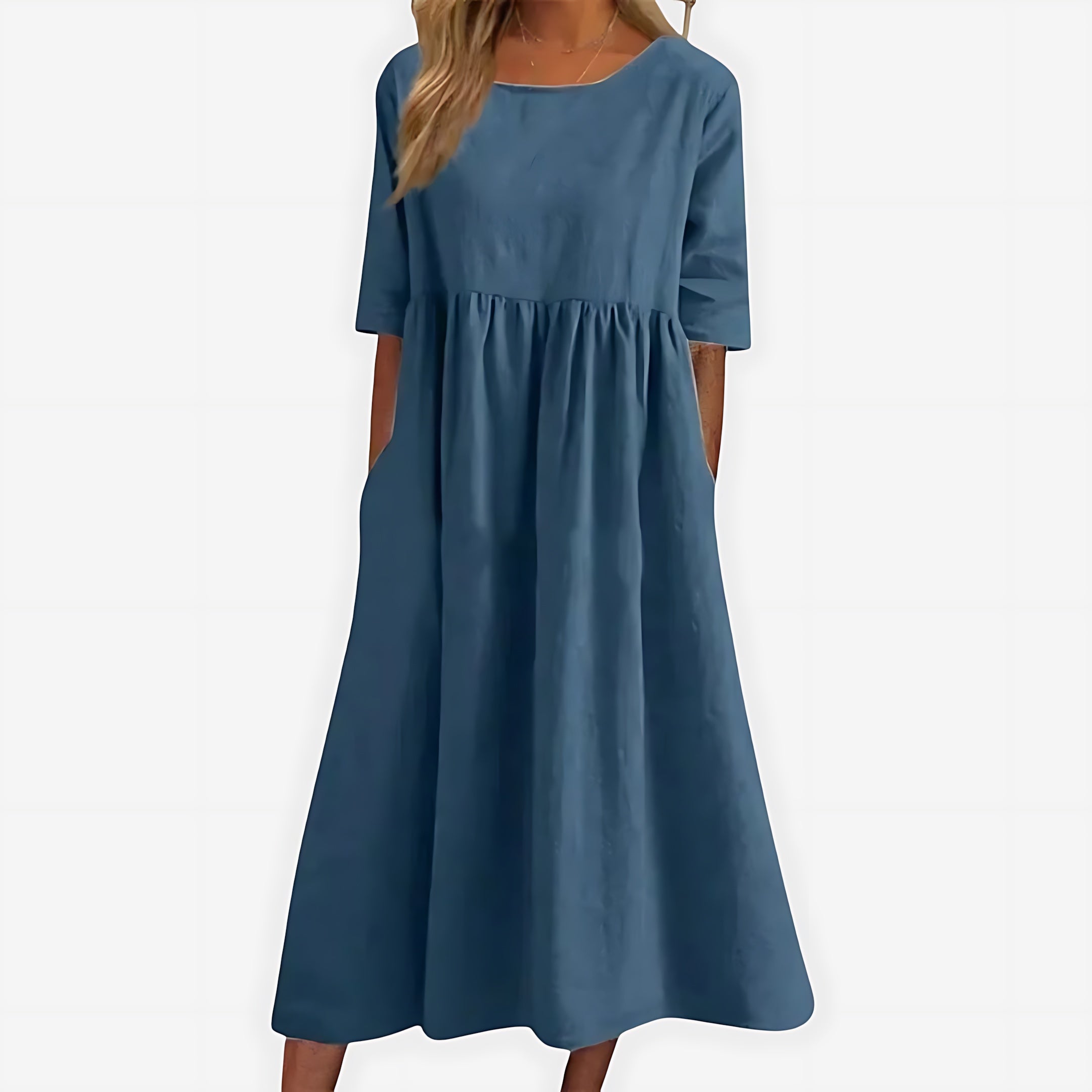 Isla – Short Sleeve Babydoll Summer Midi Dress