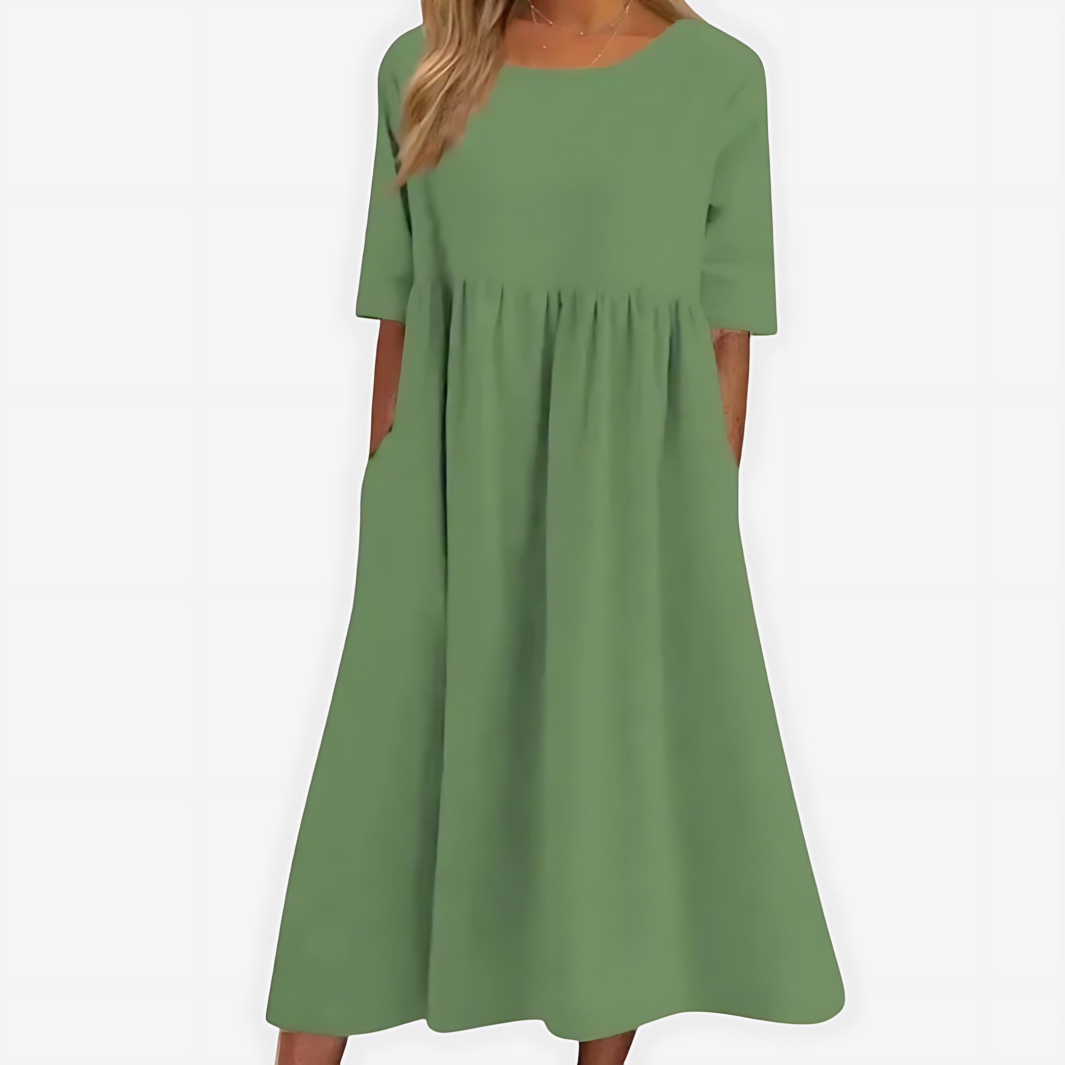 Isla – Short Sleeve Babydoll Summer Midi Dress