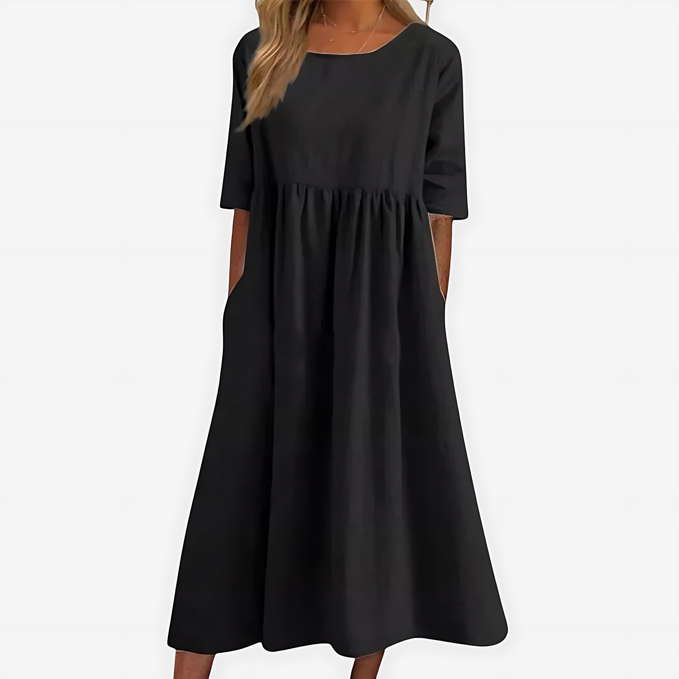 Isla – Short Sleeve Babydoll Summer Midi Dress