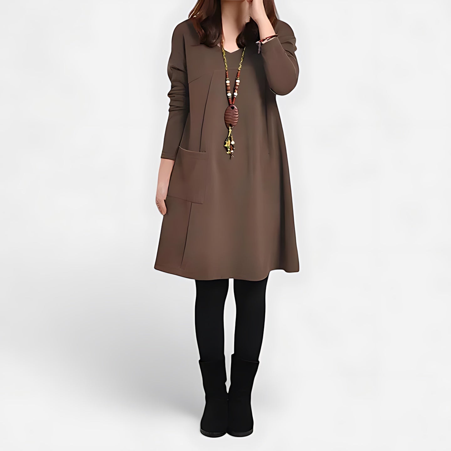 Ivy – V Neck Long Sleeve A Line Dress