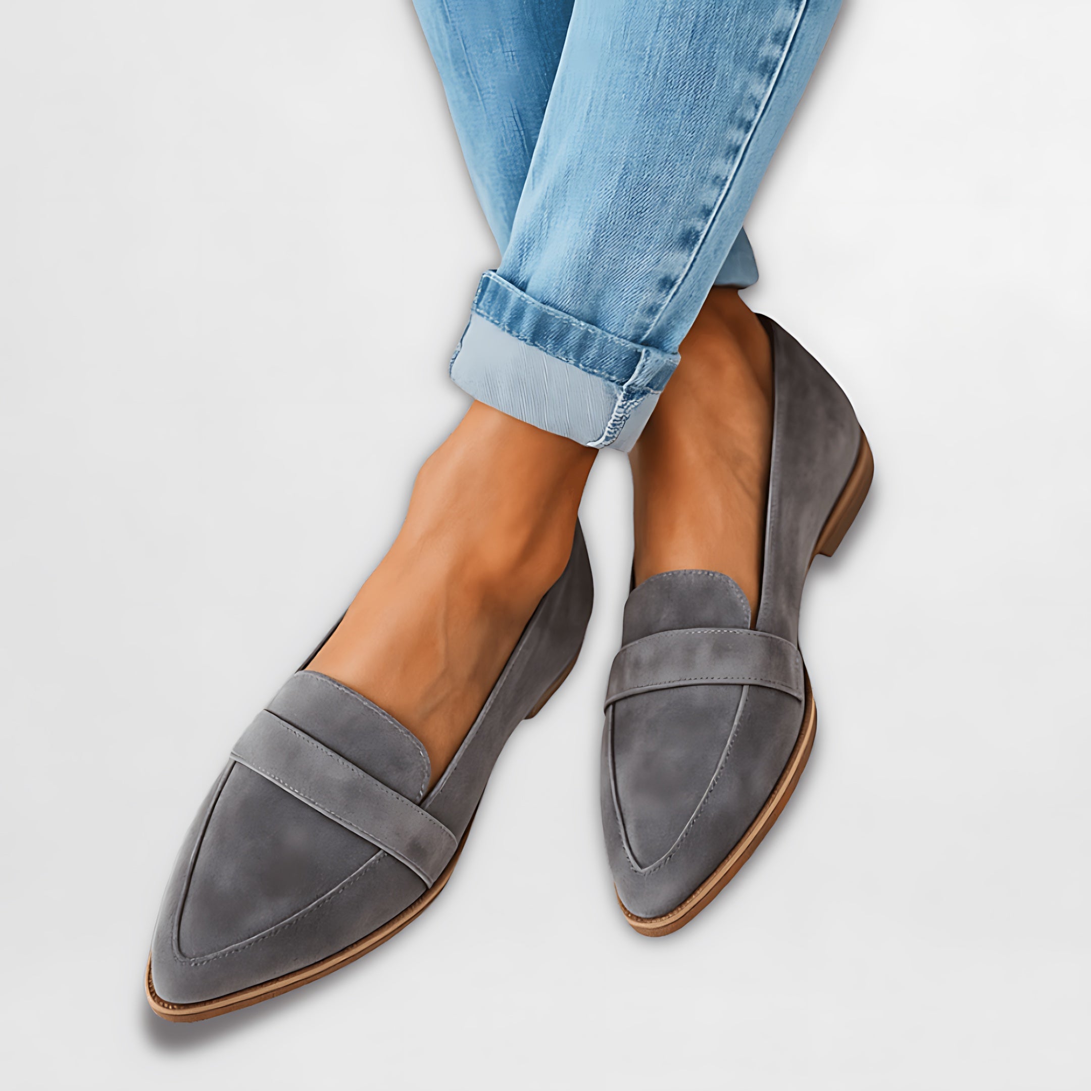 Jade – Suede Pointed Toe Flat Loafers