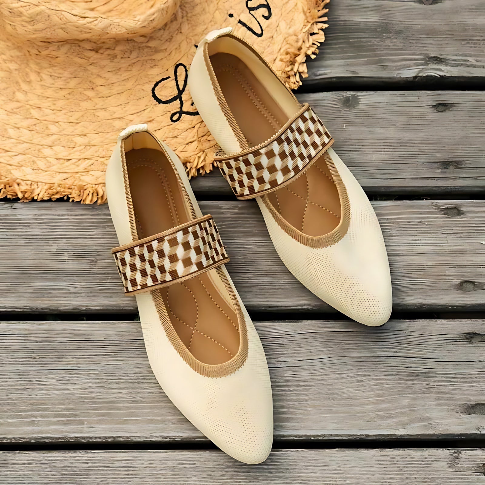 Jasmine – Knit Pointed Toe Mary Jane Flats
