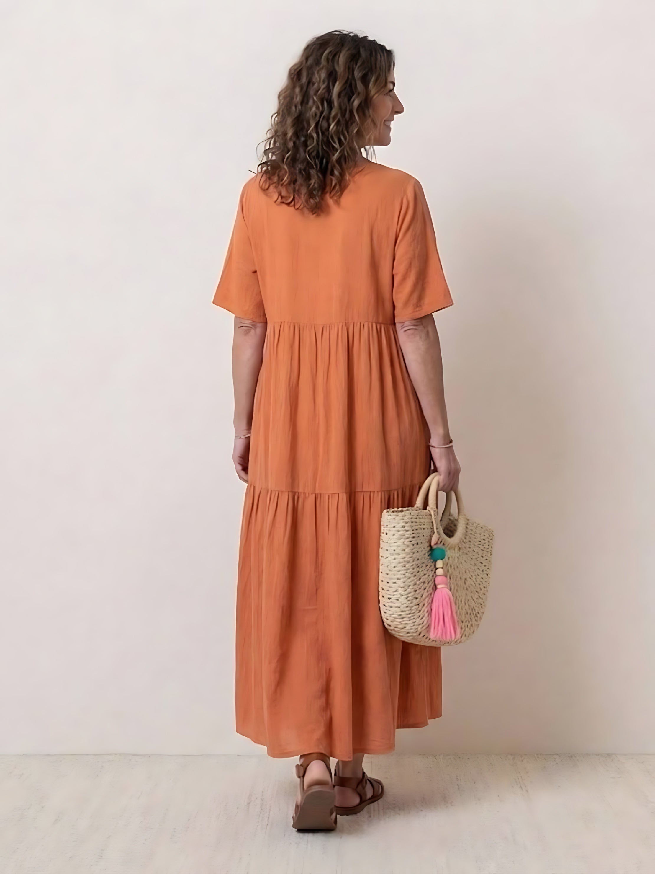 Jasmine – V Neck Tiered Swing Summer Maxi Dress