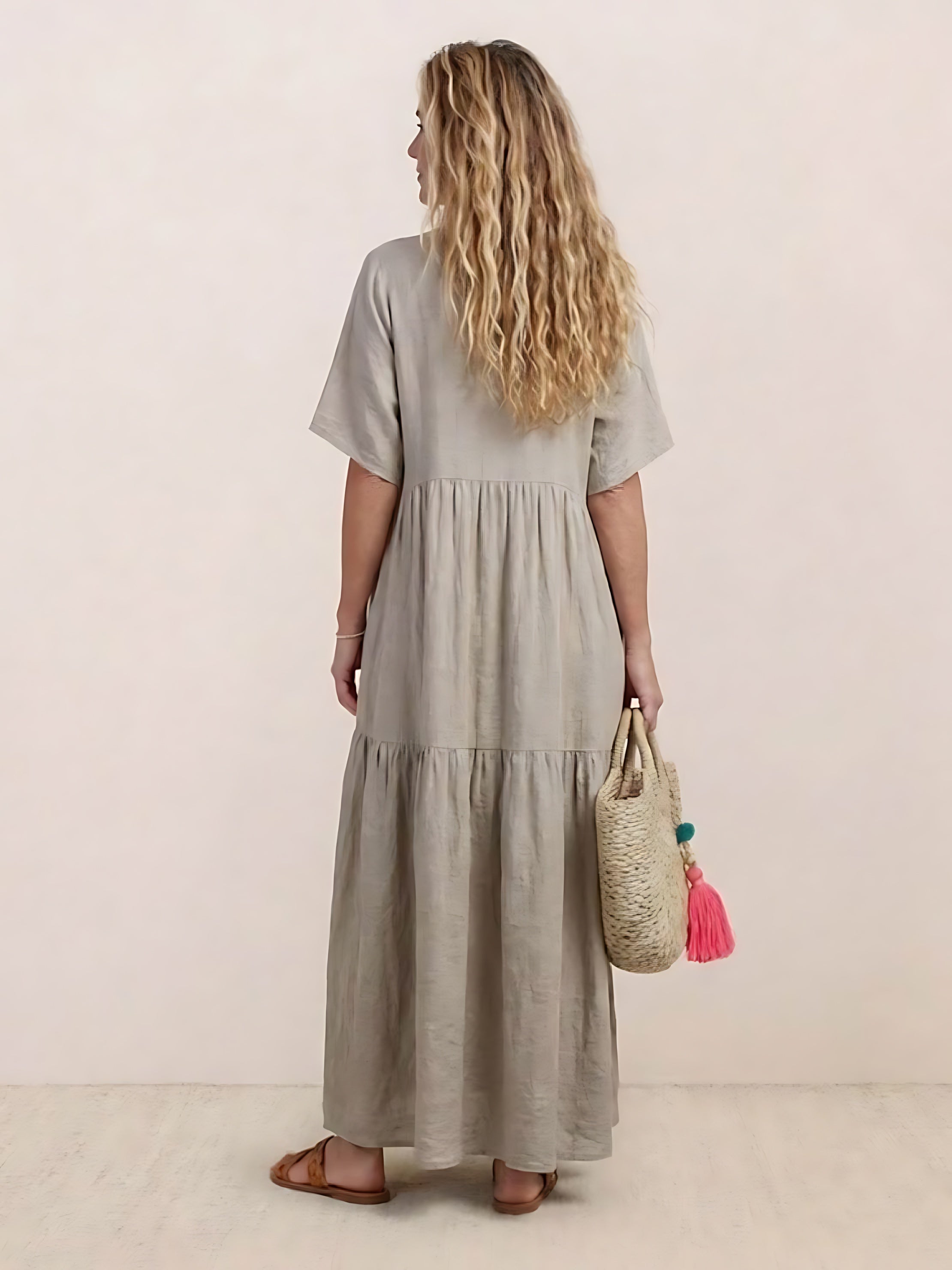 Jasmine – V Neck Tiered Swing Summer Maxi Dress