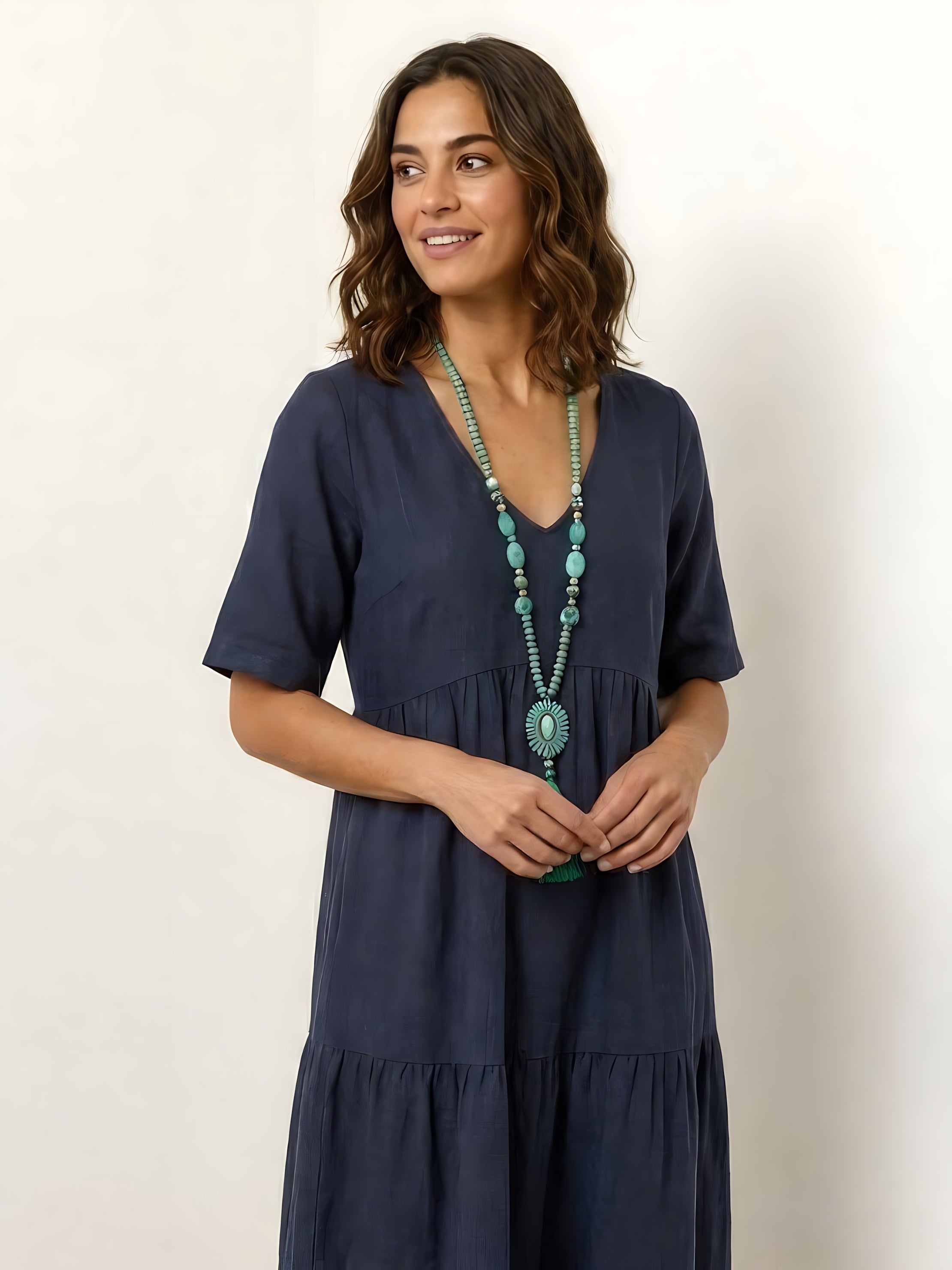 Jasmine – V Neck Tiered Swing Summer Maxi Dress