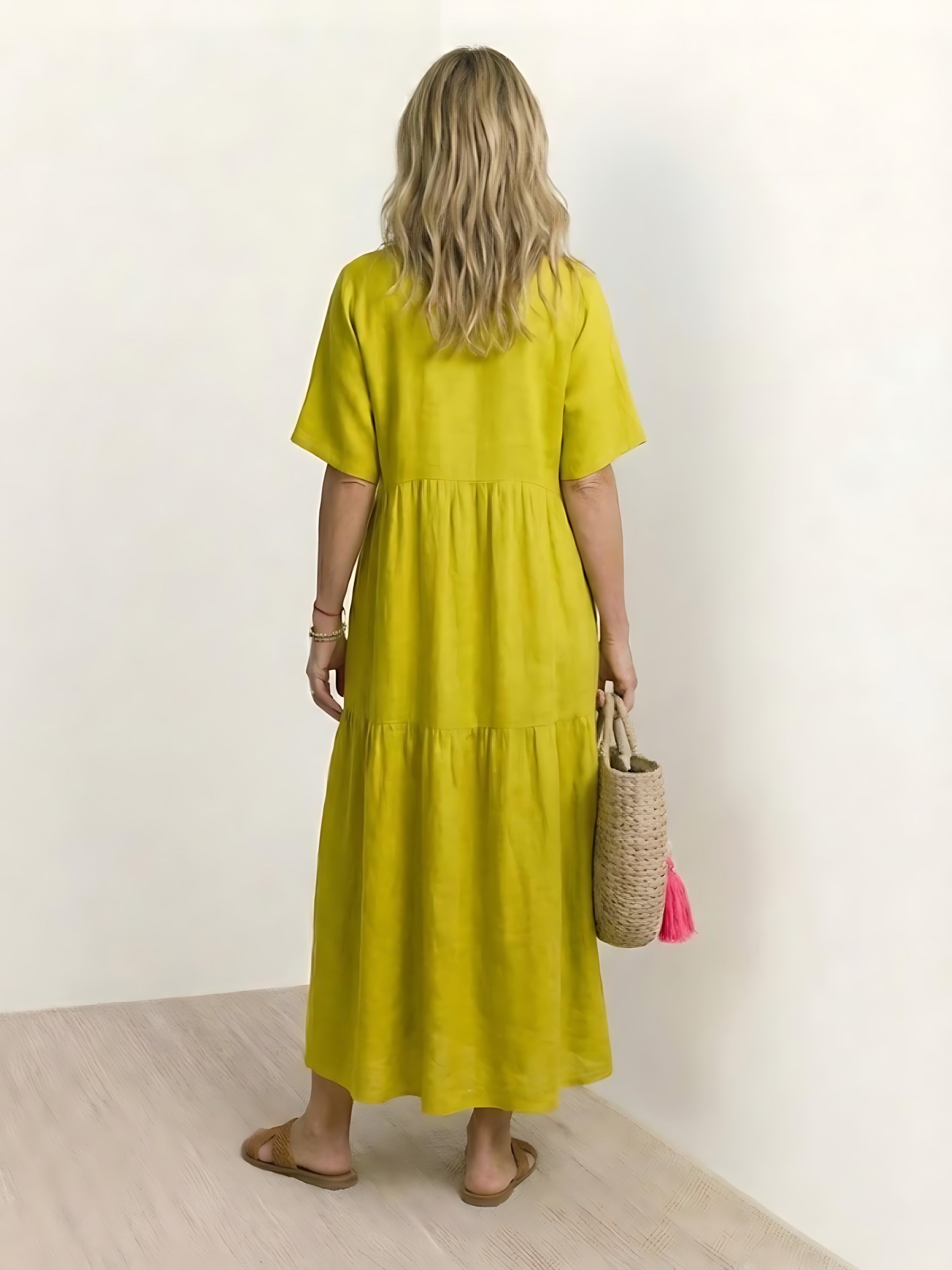 Jasmine – V Neck Tiered Swing Summer Maxi Dress