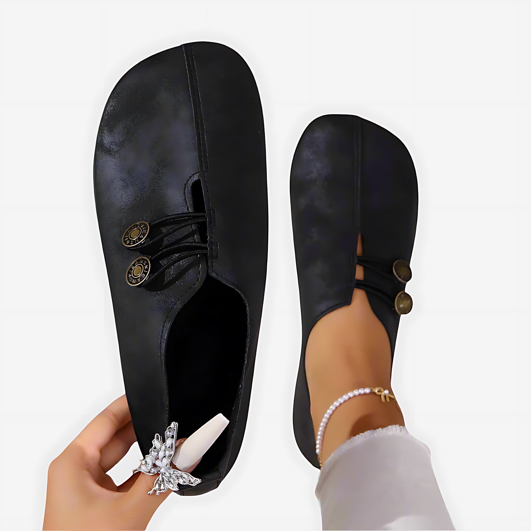 Jolene – Faux Leather Slip On Round Toe Flats