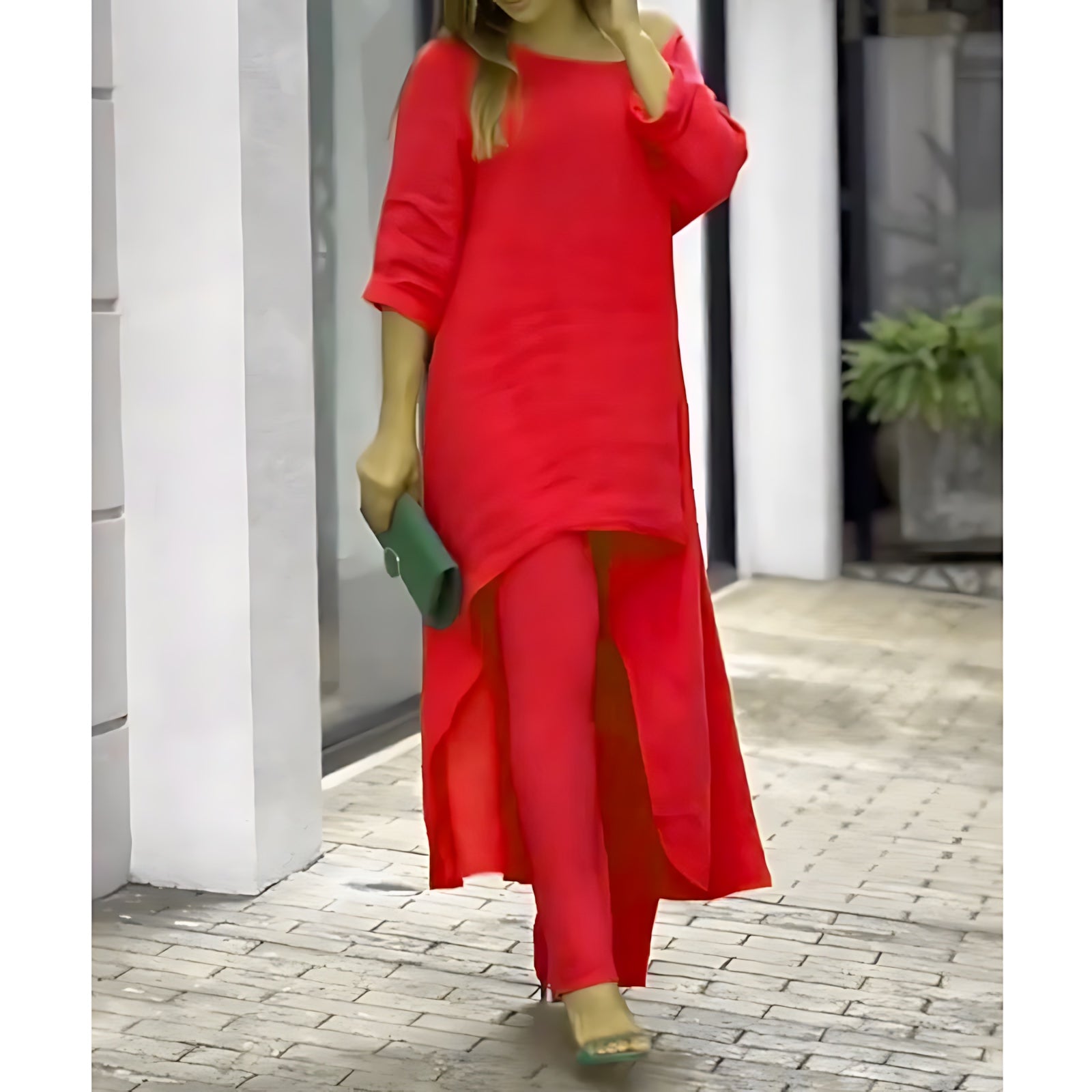 Jolene – Longline Tunic Top and Wide Leg Pants Set