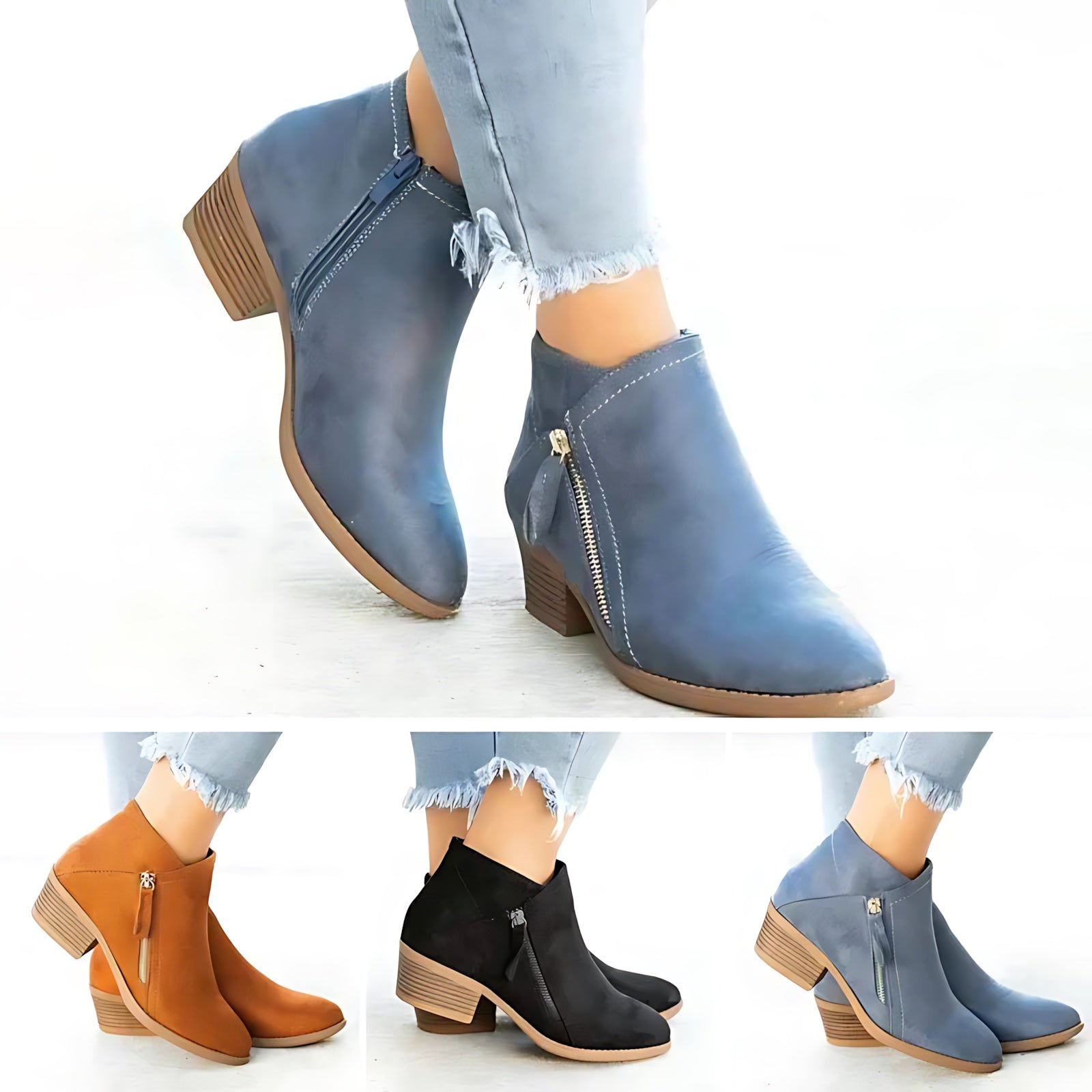 Josephine – Suede Block Heel Ankle Boots