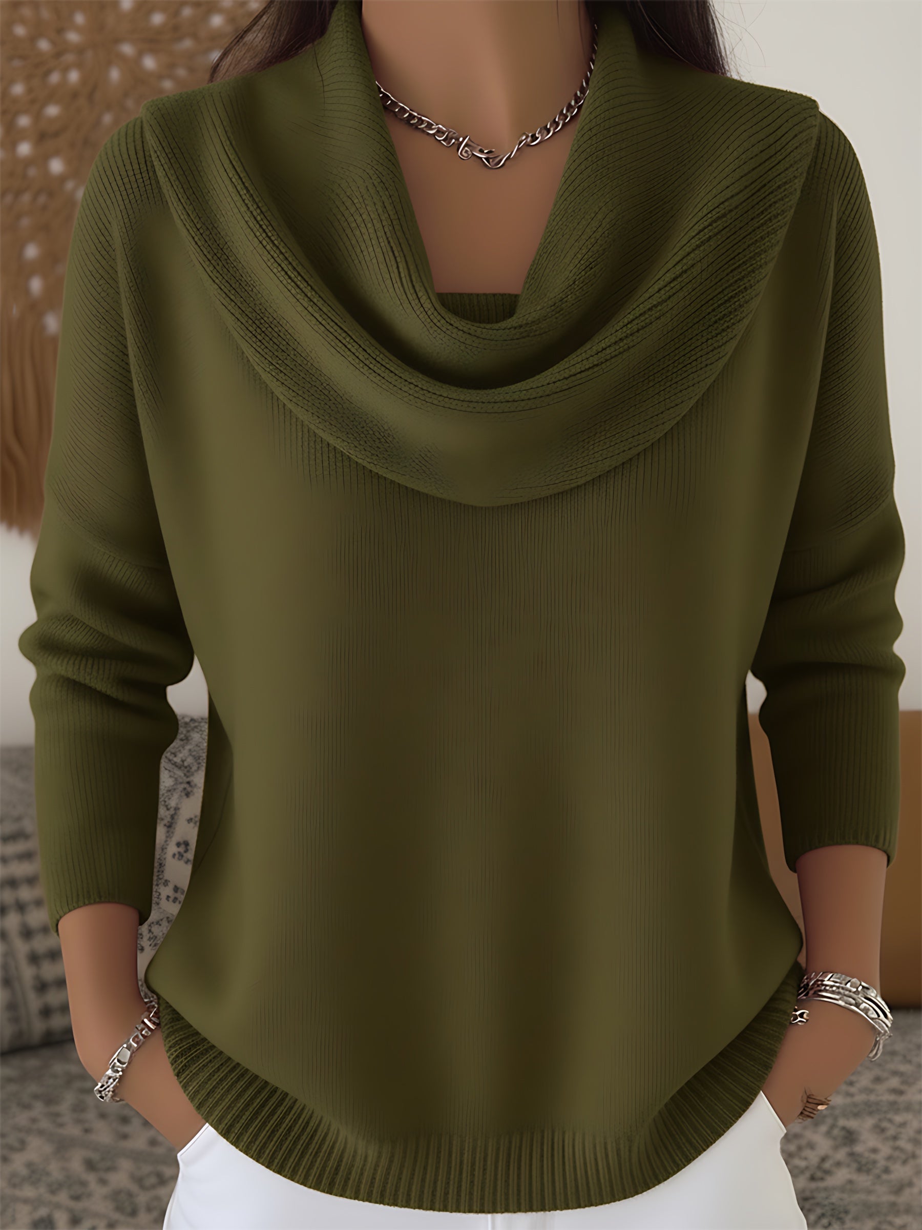 Josie – Cowl Neck Draped Knit Sweater