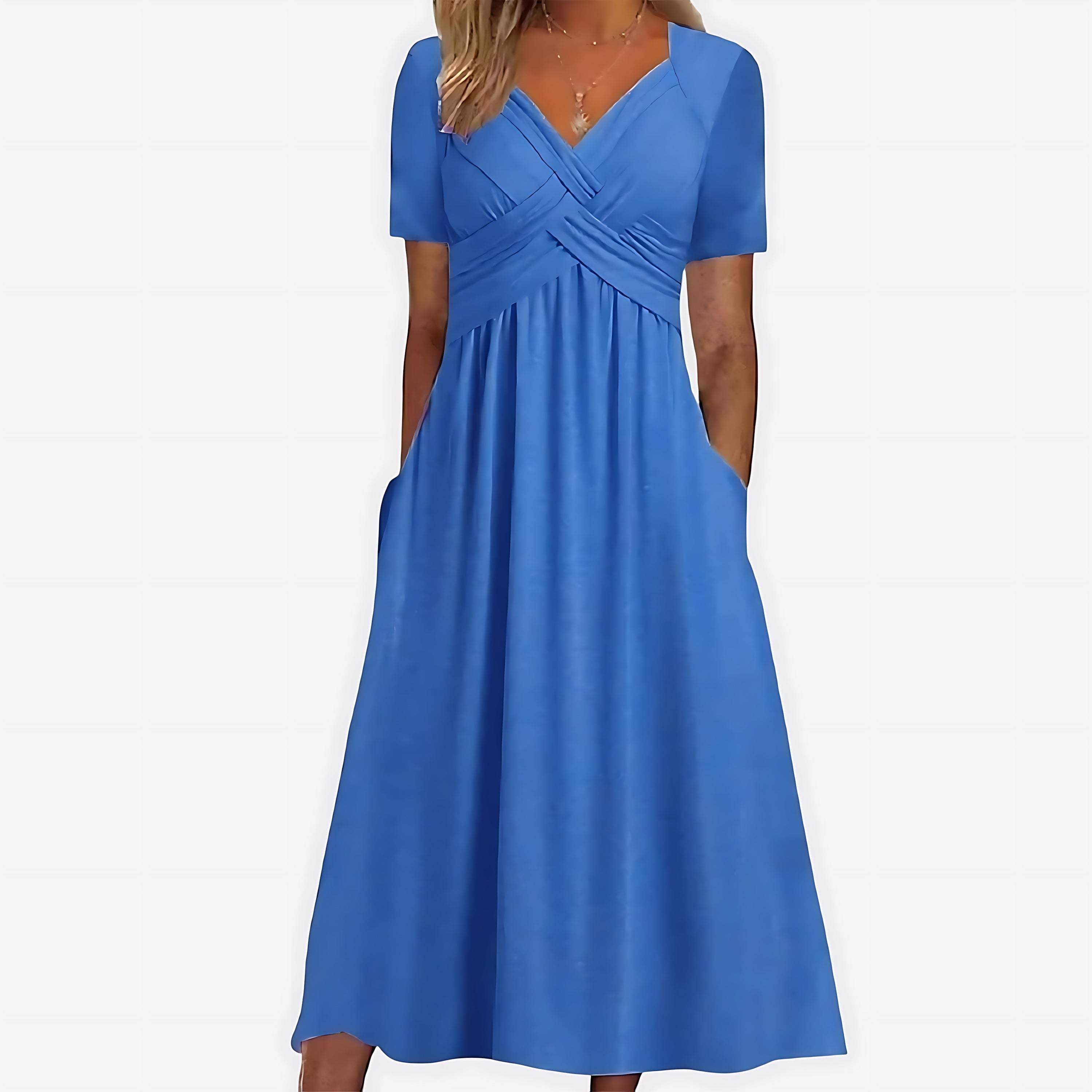 Josie – Surplice V Neck Pleated Midi Dress
