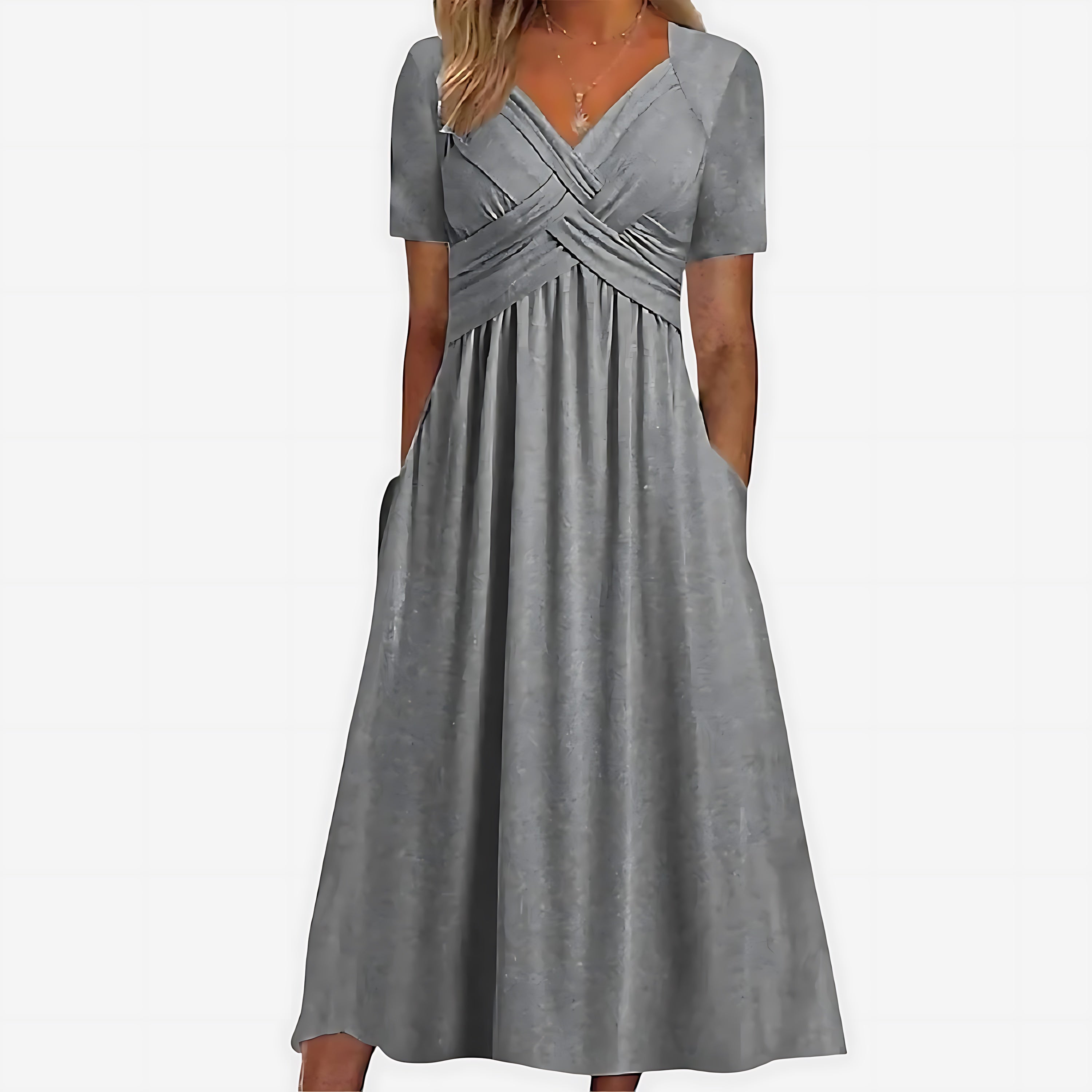 Josie – Surplice V Neck Pleated Midi Dress
