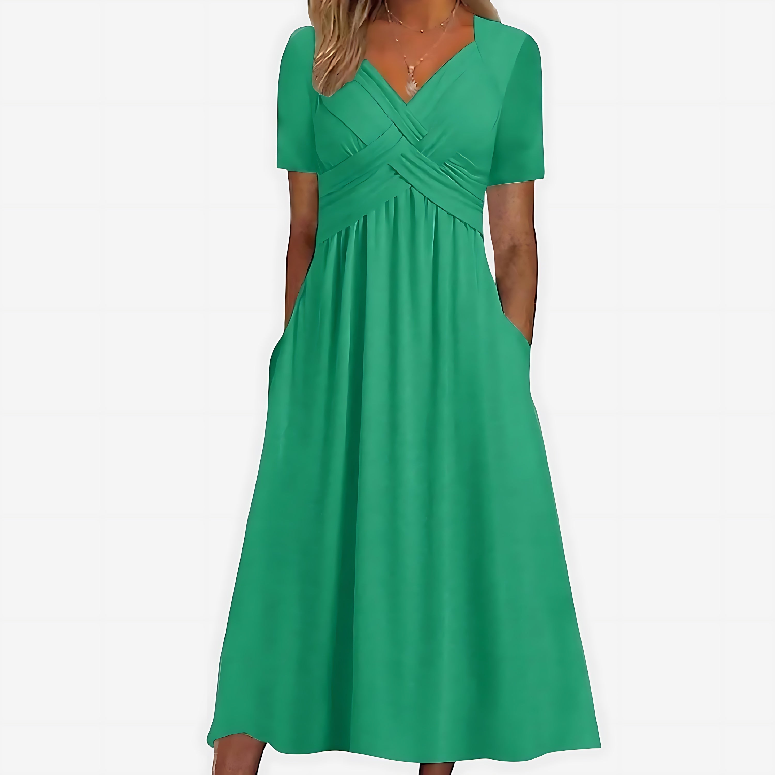 Josie – Surplice V Neck Pleated Midi Dress