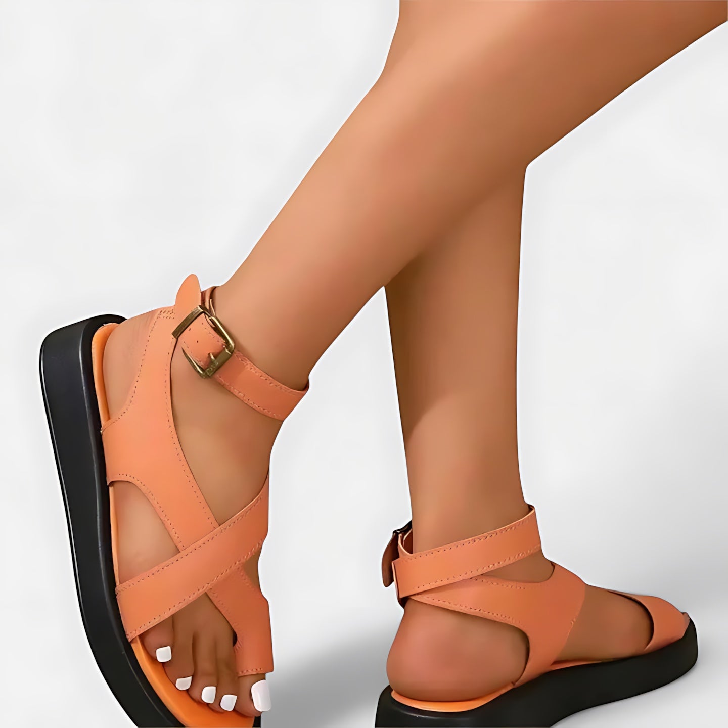 Josie – Toe Loop Ankle Strap Flat Sandals