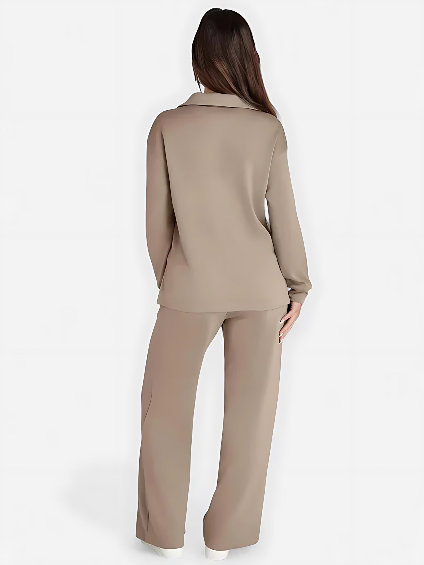 Josie – V Neck Long Sleeve Top and Straight Leg Pants Lounge Set