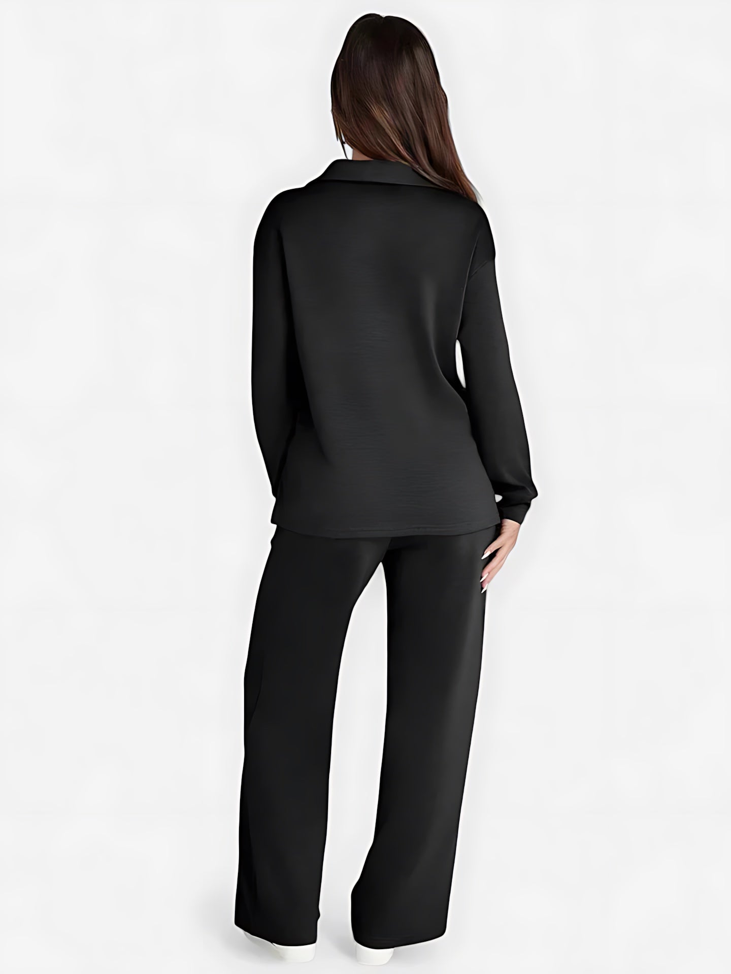 Josie – V Neck Long Sleeve Top and Straight Leg Pants Lounge Set