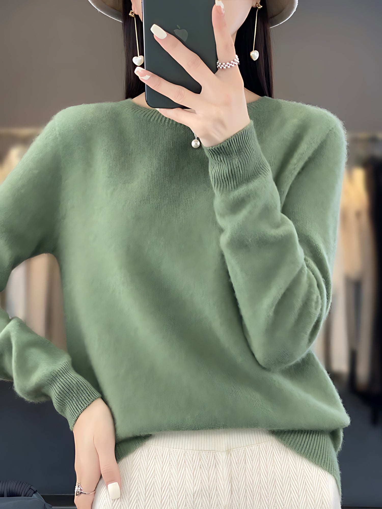 Journee – Mock Neck Drop Shoulder Knit Sweater