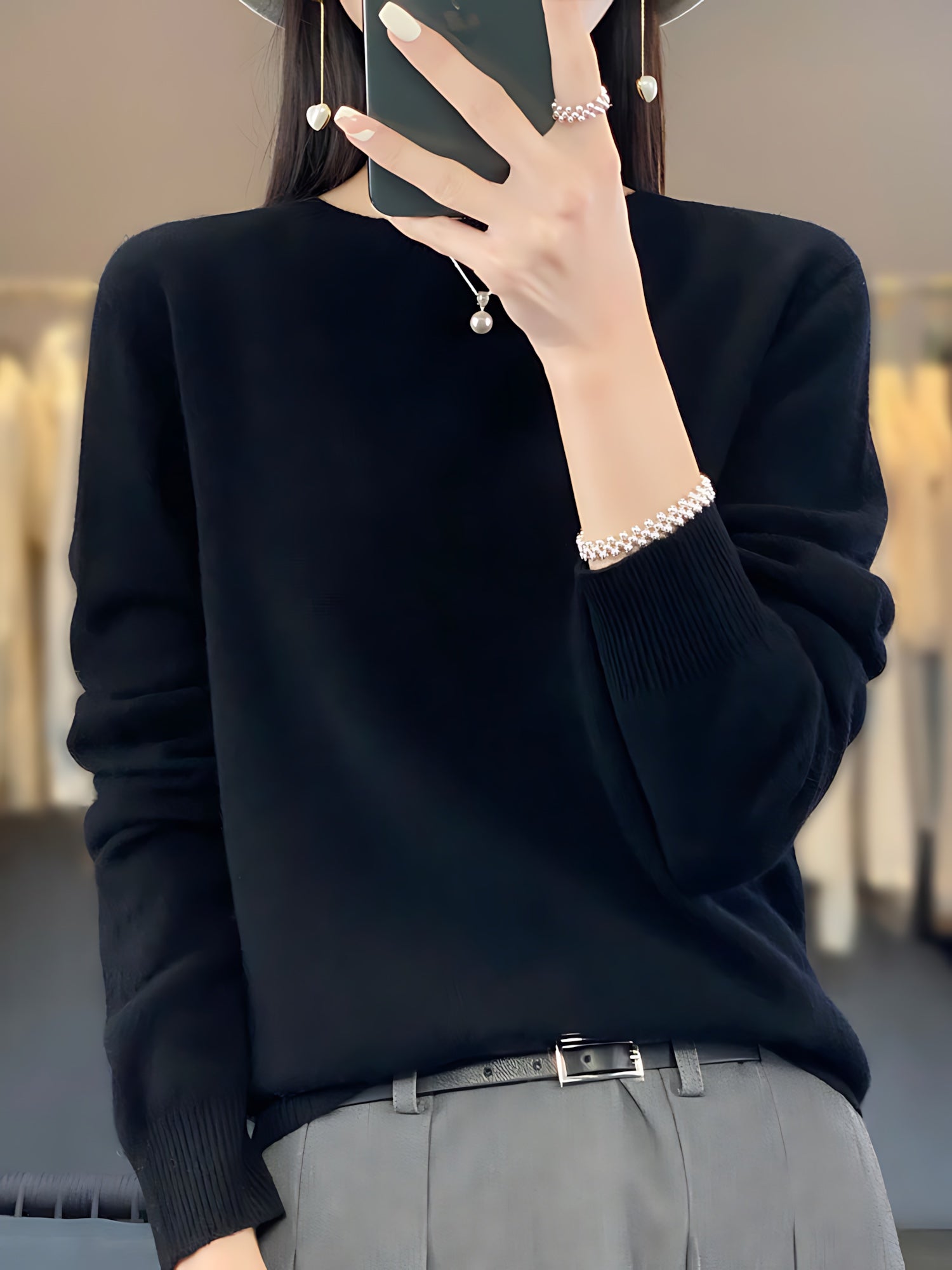 Journee – Mock Neck Drop Shoulder Knit Sweater
