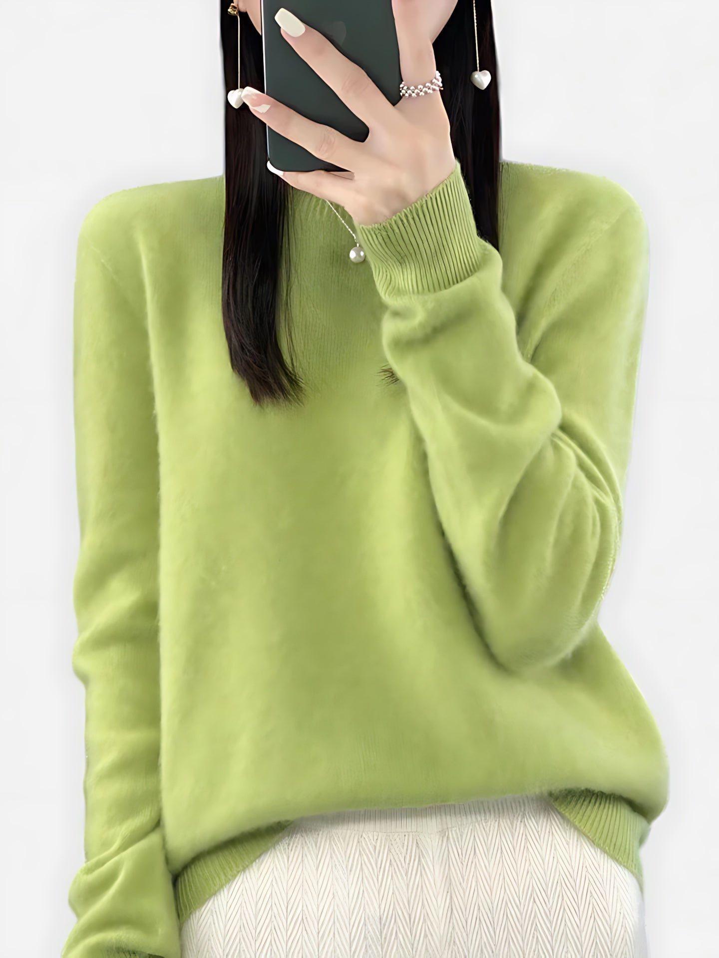 Journee – Mock Neck Drop Shoulder Knit Sweater
