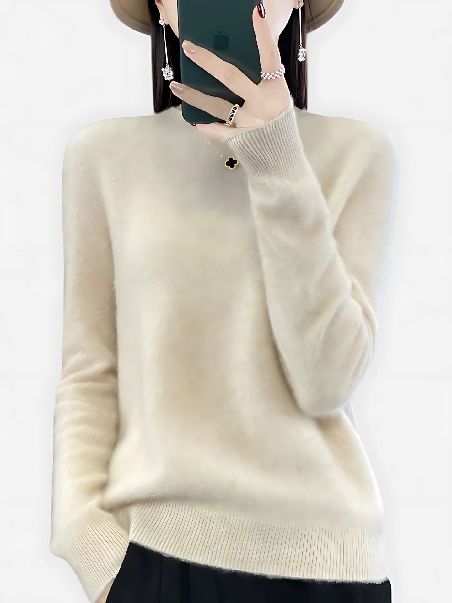 Journee – Mock Neck Drop Shoulder Knit Sweater