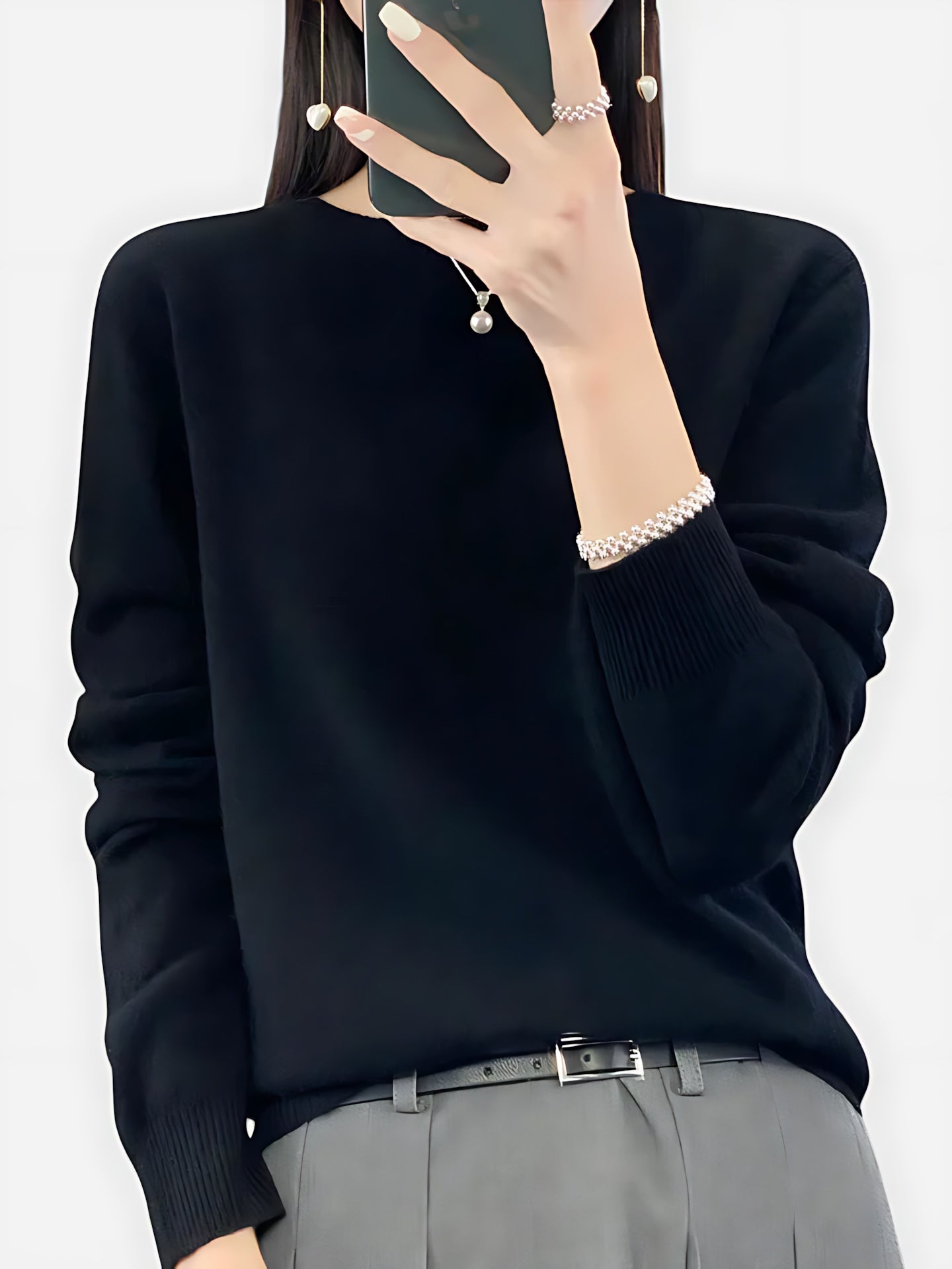 Journee – Mock Neck Drop Shoulder Knit Sweater